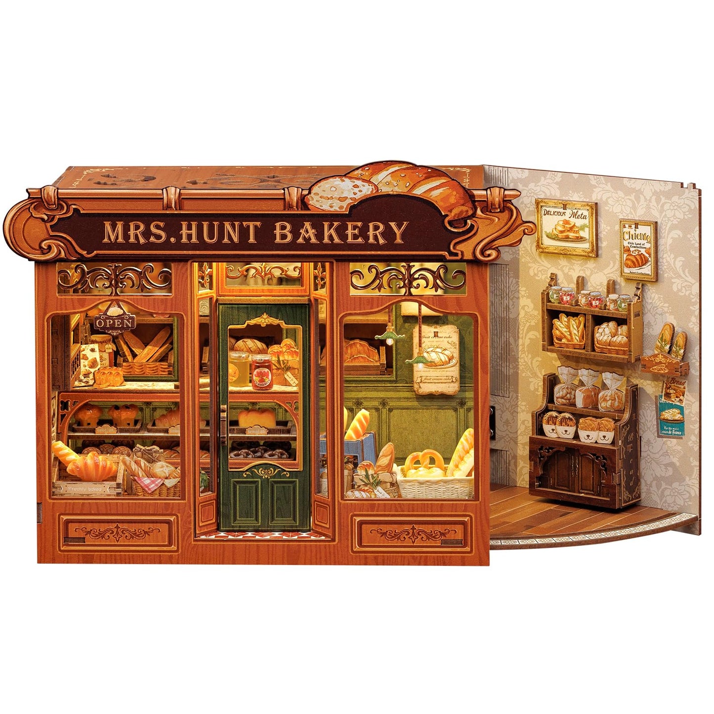 Fsolis Book Nook Kit – DIY Miniature Bakery Scene for Adults | 3D Wood Puzzle & Bookshelf Decor