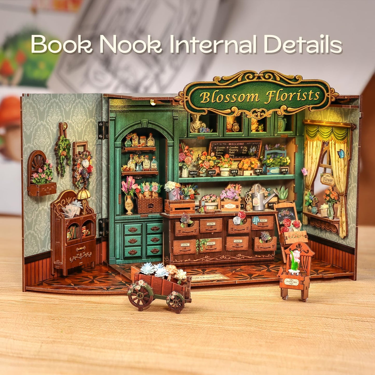 Fsolis Book Nook Kit – DIY Miniature Scene for Adults | 3D Wood Puzzles & Bookshelf Decor