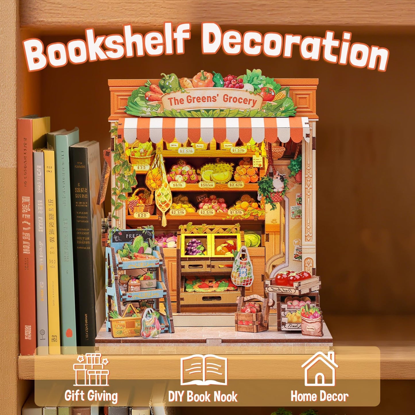 Fsolis Book Nook Kit – DIY Miniature House for Adults (The Greens Grocery)