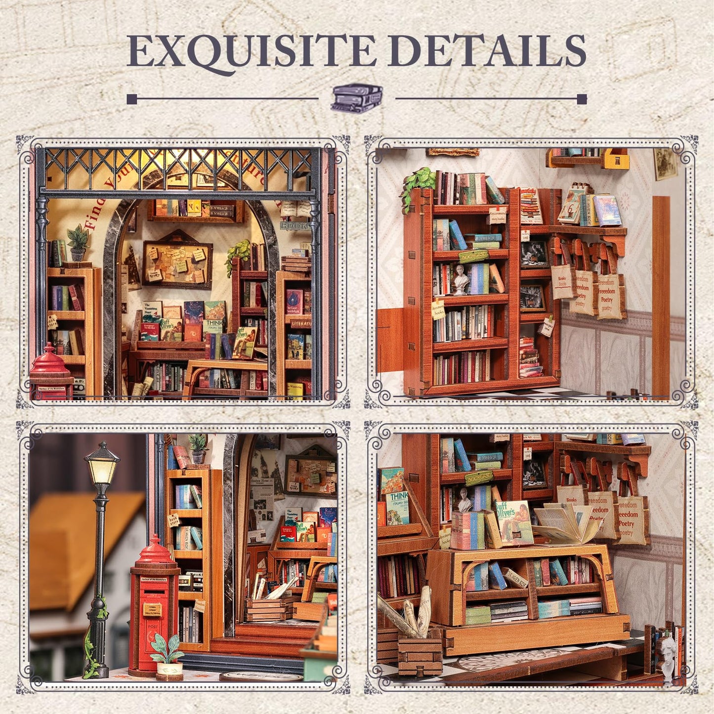 Fsolis Book Nook Kit – DIY Miniature Library Diorama for Bookshelves (Jack's Bookery)