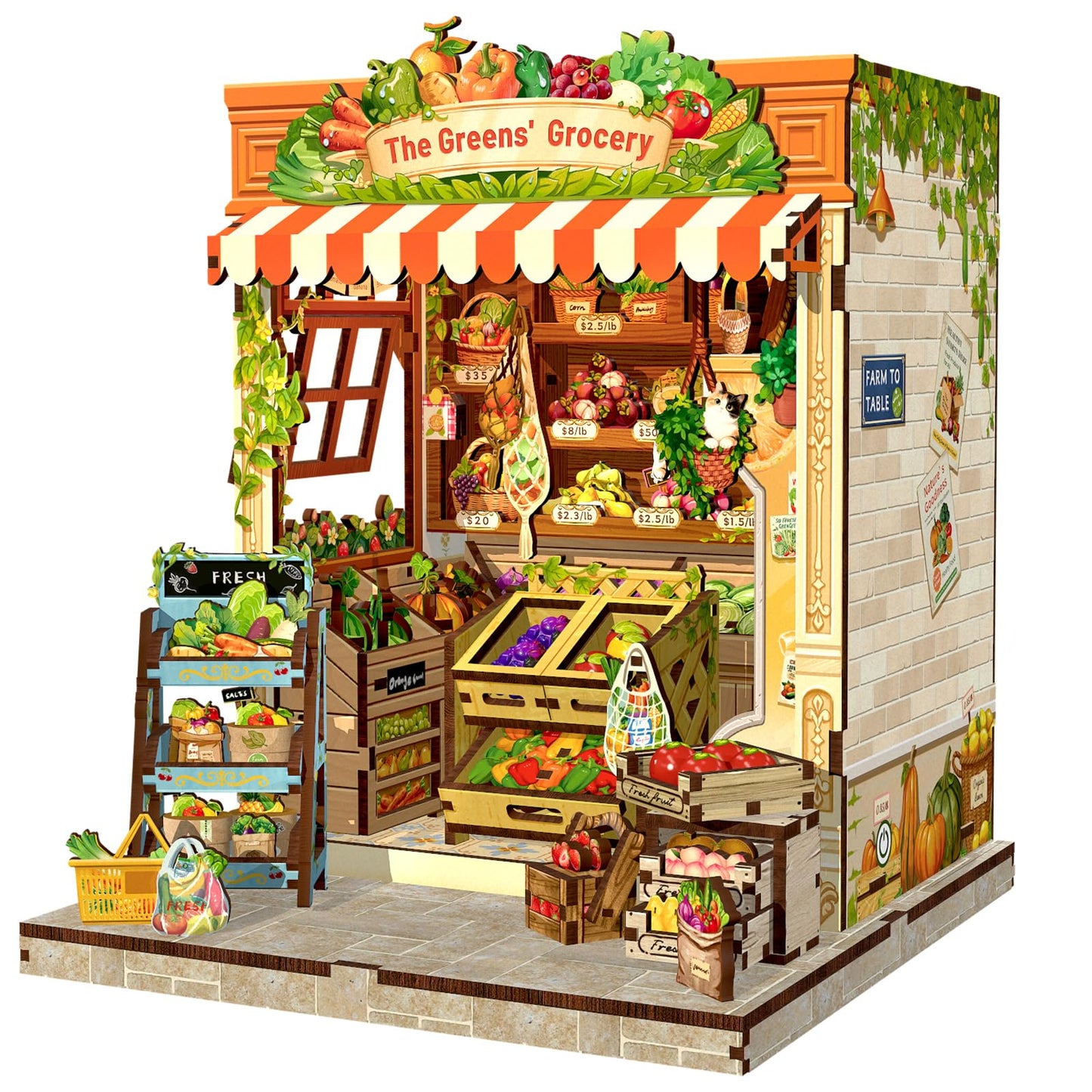 Fsolis Book Nook Kit – DIY Miniature House for Adults (The Greens Grocery)