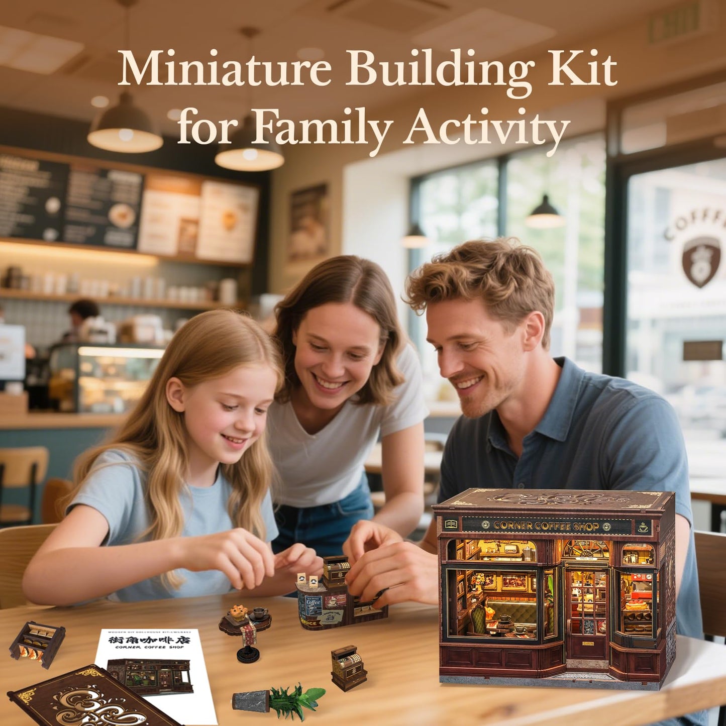 Fsolis Book Nook Kit – DIY Miniature Cafe House & 3D Wooden Puzzle for Book Lovers