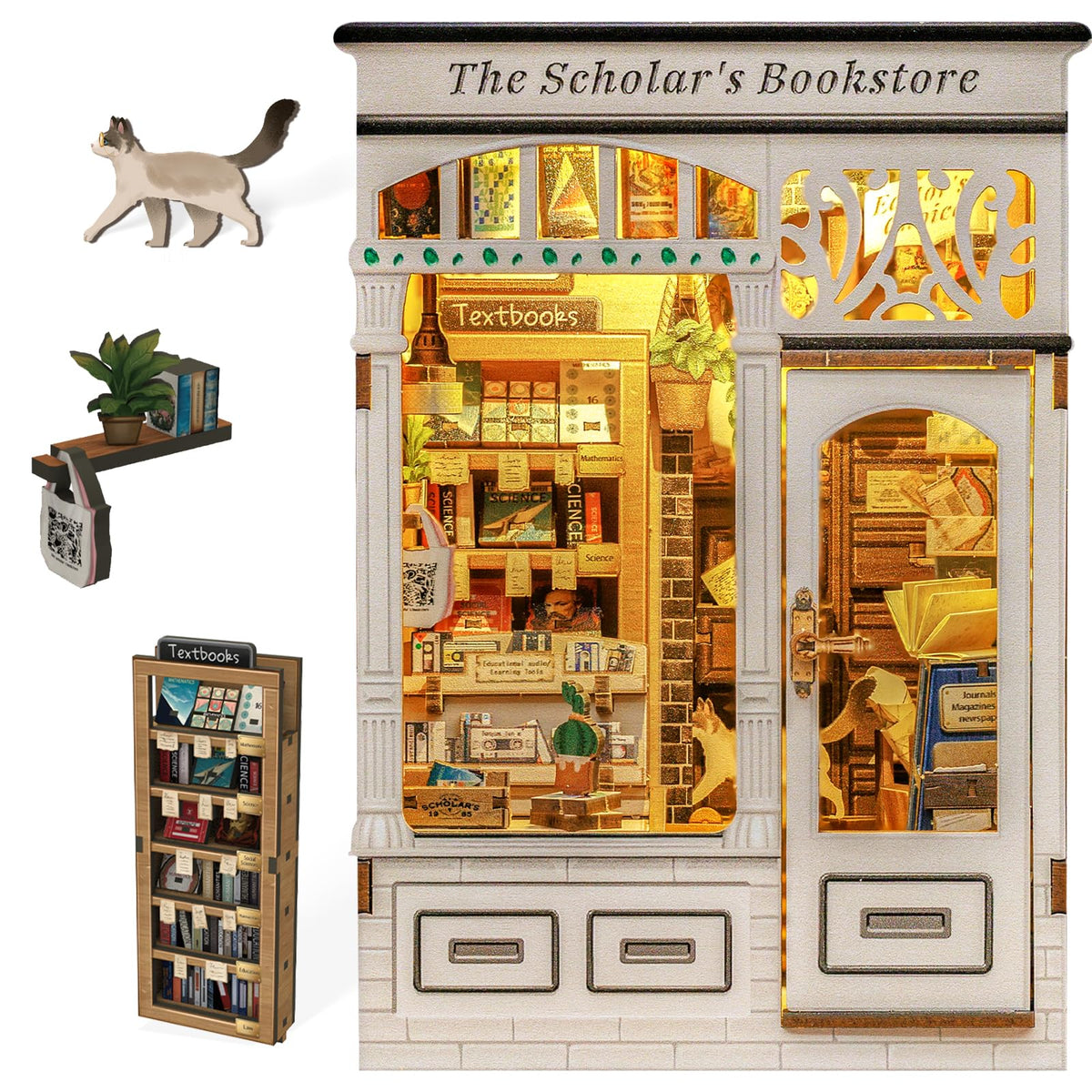 Fsolis Book Nook Kit – DIY 3D Wooden Puzzle Diorama for Bookshelves