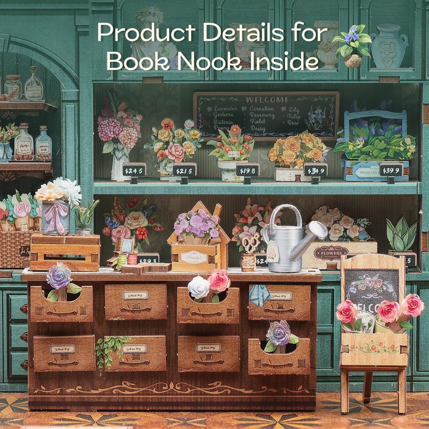 Fsolis Book Nook Kit – DIY Miniature Scene for Adults | 3D Wood Puzzles & Bookshelf Decor