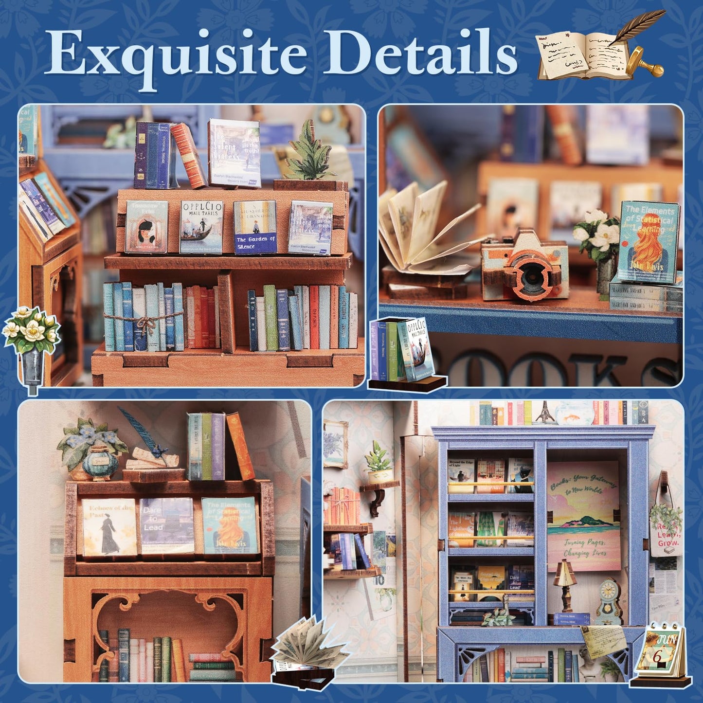 Fsolis Book Nook Kit – DIY Miniature Bookstore Diorama with LED Lights