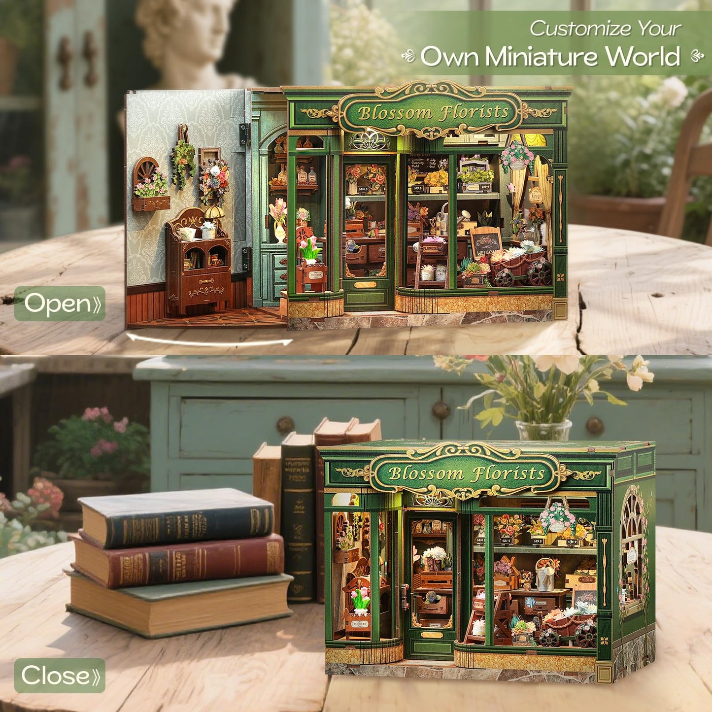 Fsolis Book Nook Kit – DIY Miniature Scene for Adults | 3D Wood Puzzles & Bookshelf Decor