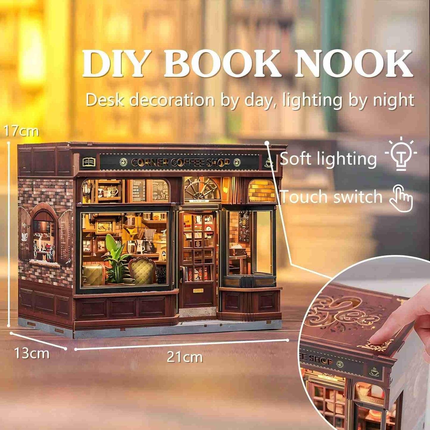 Fsolis Book Nook Kit – DIY Miniature Cafe House & 3D Wooden Puzzle for Book Lovers
