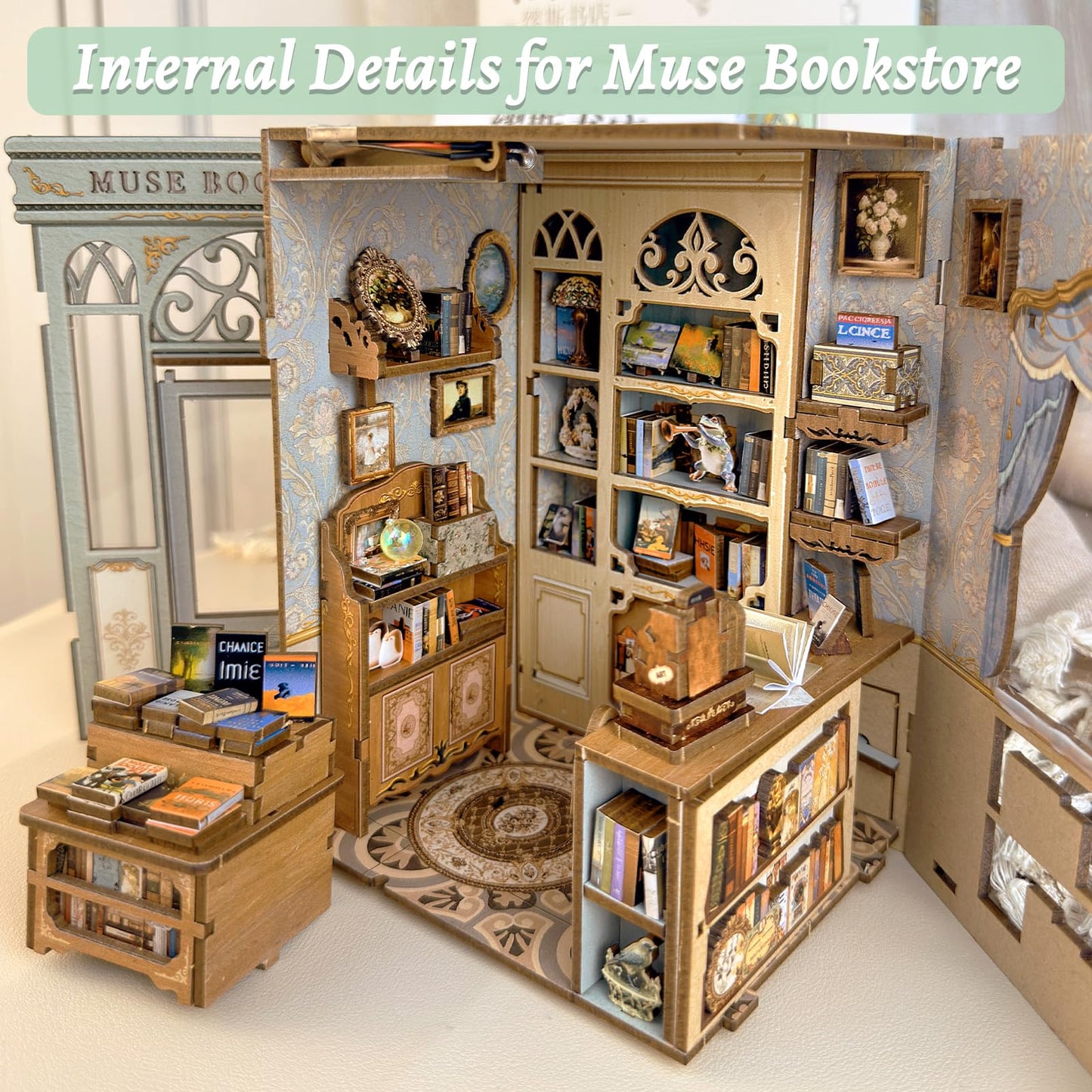 Fsolis Book Nook Kit – DIY Miniature House & Muse Bookstore 3D Puzzle