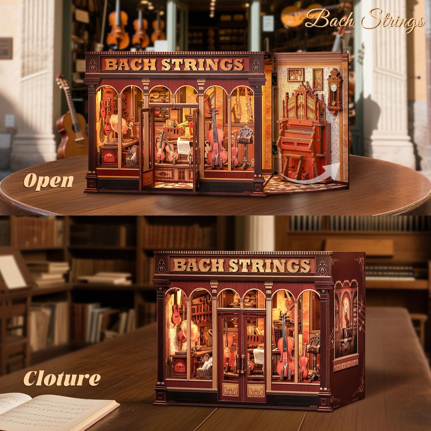 Fsolis Book Nook Kit – DIY Miniature Scene for Adults, Bookshelf 3D Puzzle