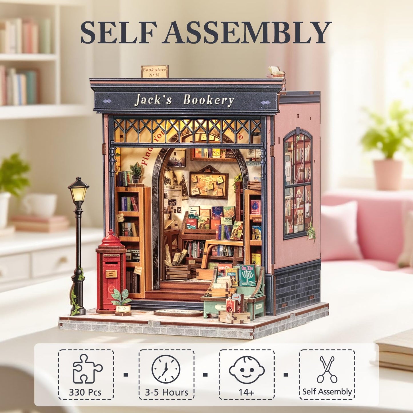 Fsolis Book Nook Kit – DIY Miniature Library Diorama for Bookshelves (Jack's Bookery)