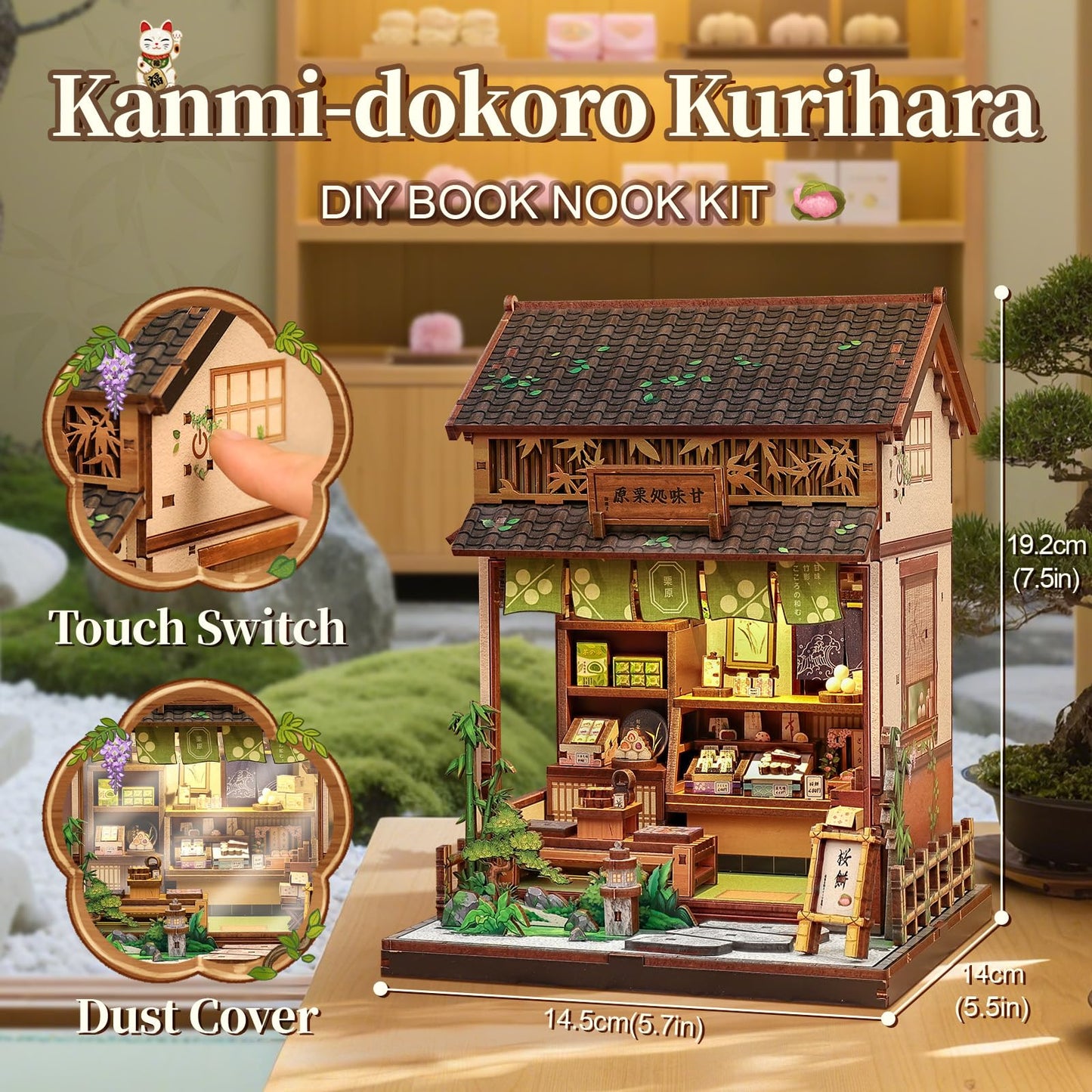 Fsolis Book Nook Kit – DIY Miniature House for Adults | Japanese Sweets Shop Diorama