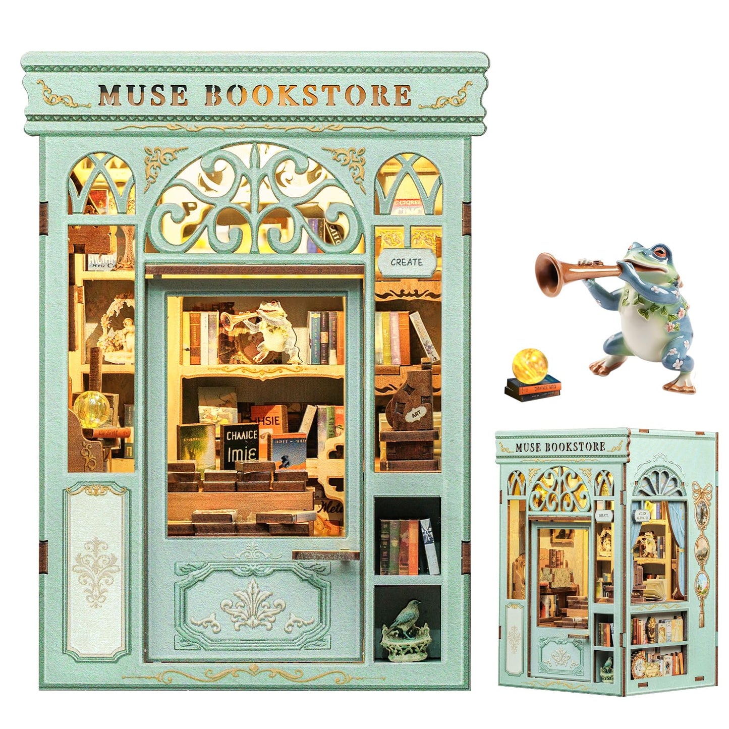 Fsolis Book Nook Kit – DIY Miniature House & Muse Bookstore 3D Puzzle