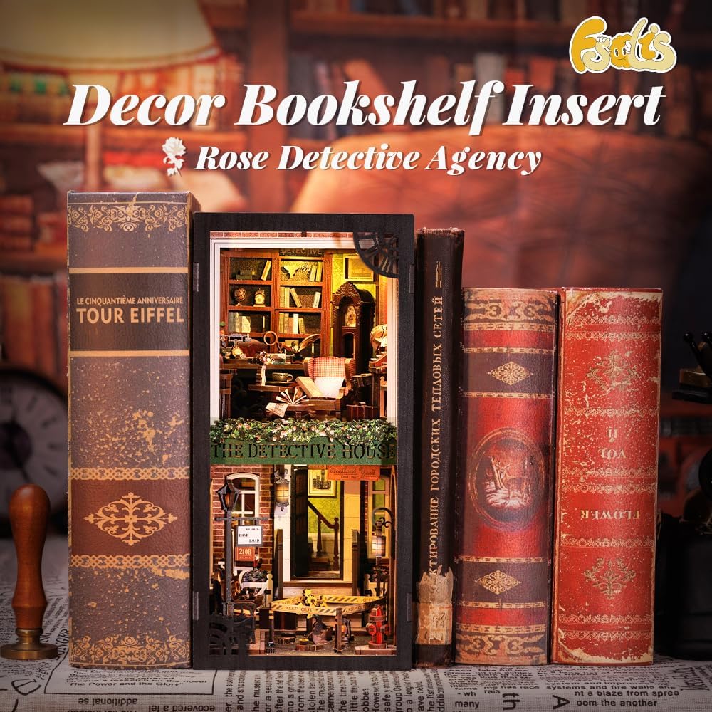 Fsolis Book Nook Kit: Rose Detective Agency 3D Wooden Puzzle for Adults