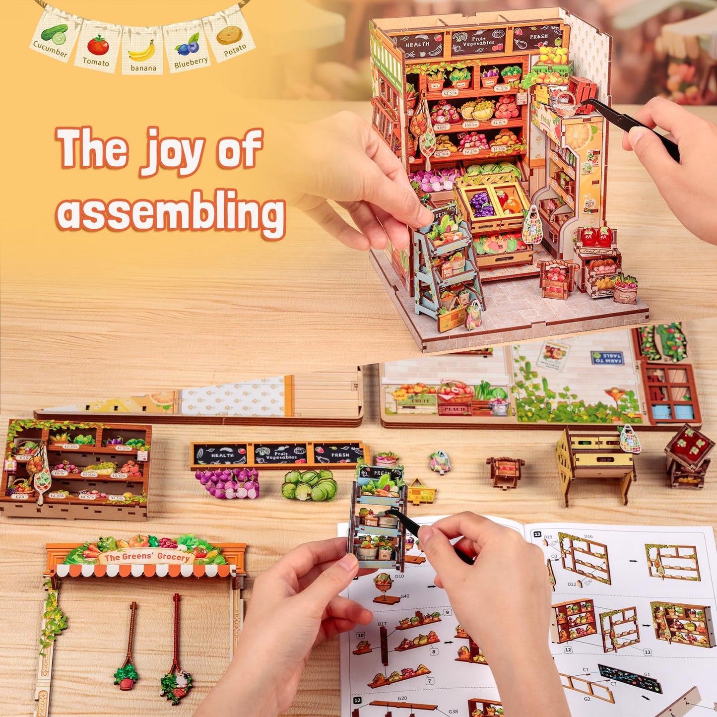 Fsolis Book Nook Kit – DIY Miniature House for Adults (The Greens Grocery)