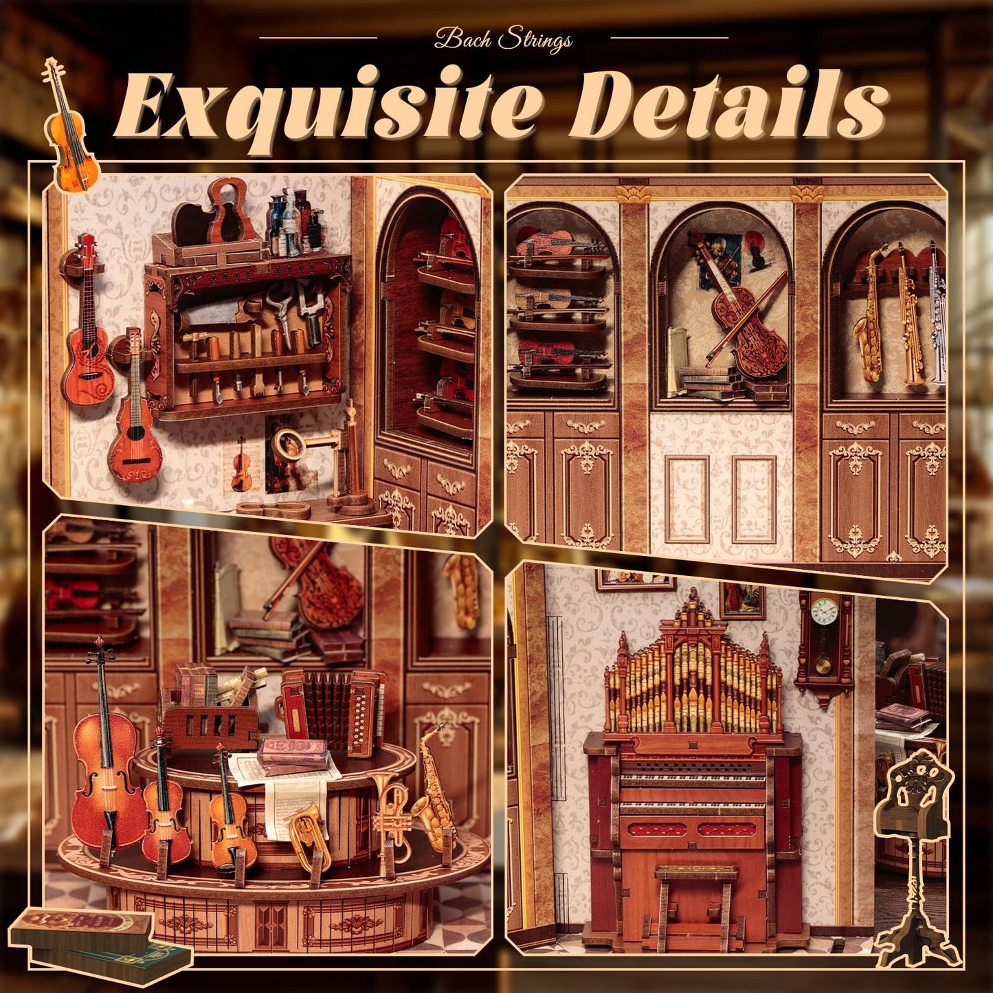 Fsolis Book Nook Kit – DIY Miniature Scene for Adults, Bookshelf 3D Puzzle
