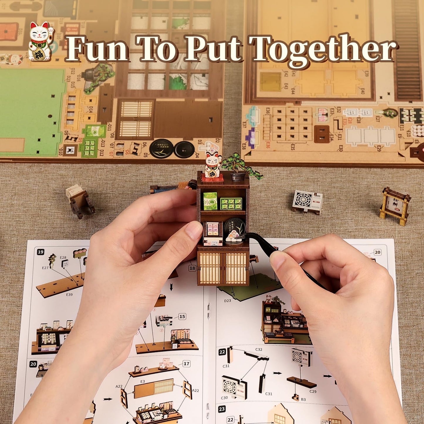 Fsolis Book Nook Kit – DIY Miniature House for Adults | Japanese Sweets Shop Diorama