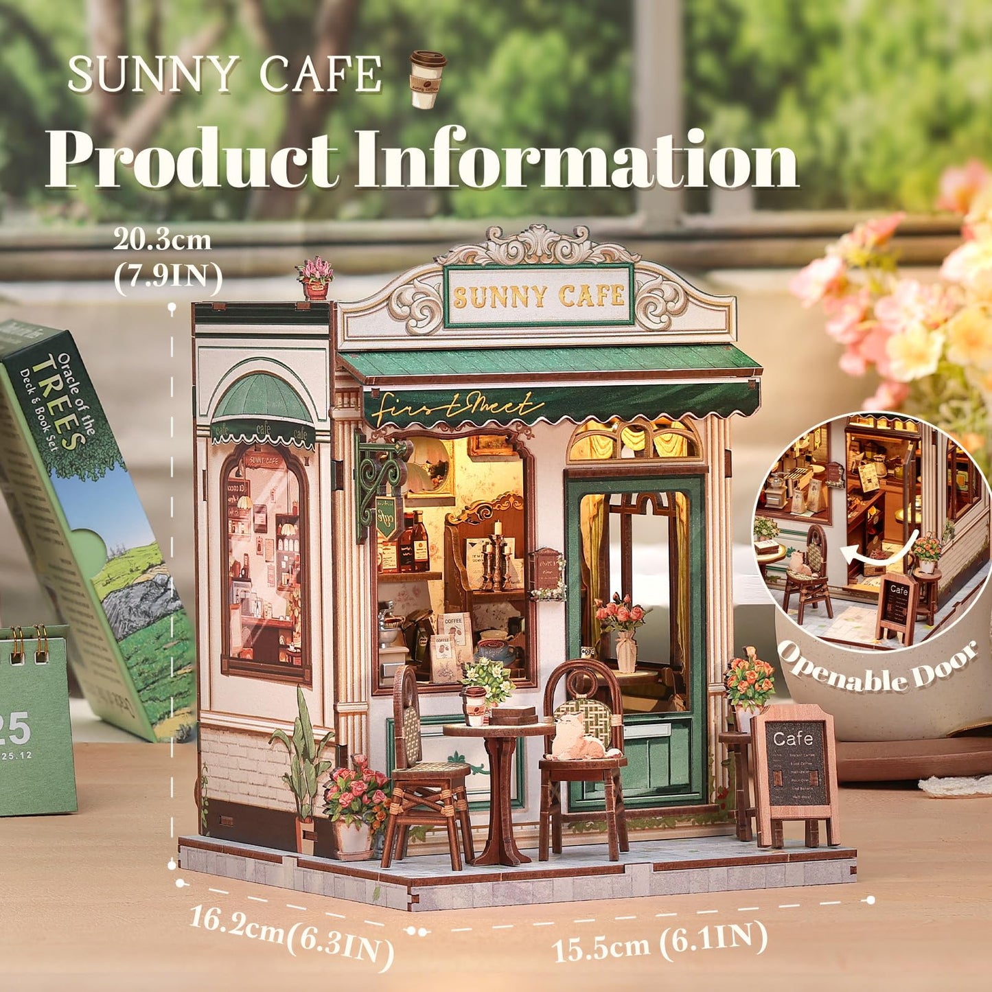 Fsolis Book Nook Kit – DIY Miniature Sunny Cafe for Bookshelves