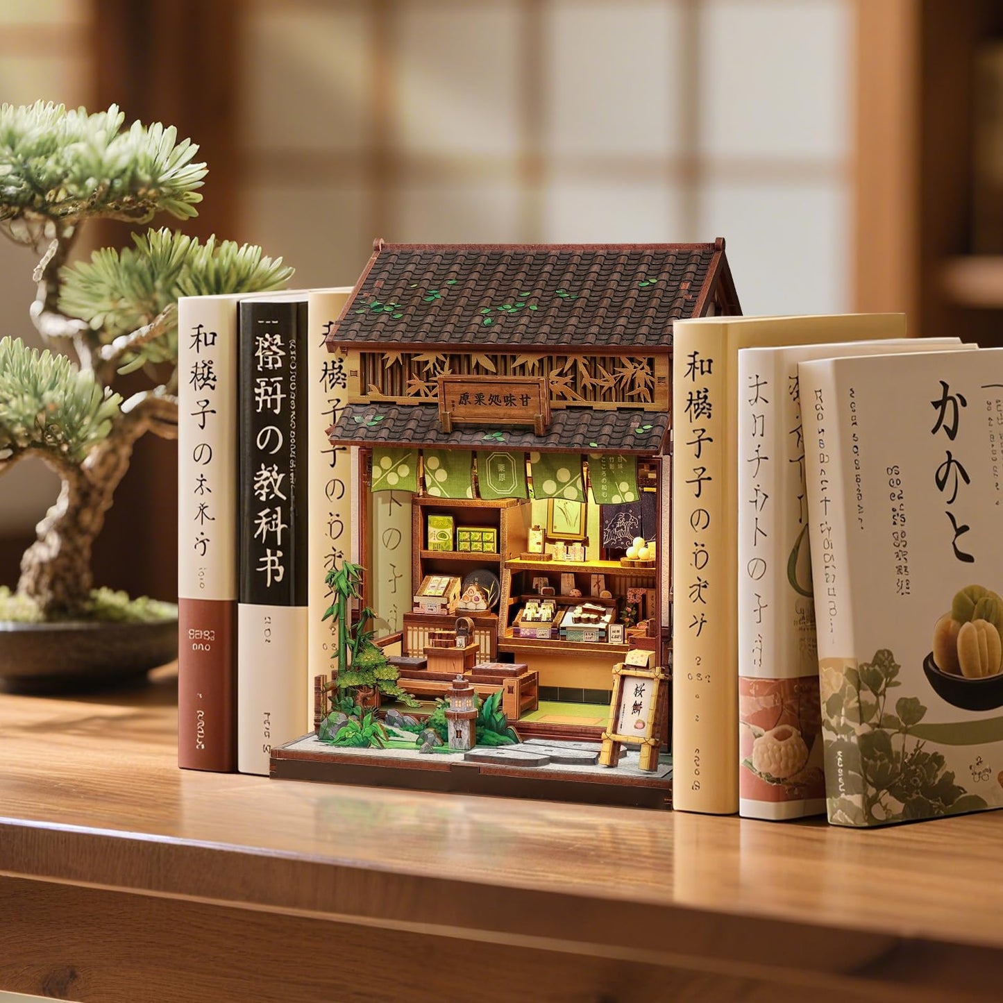 Fsolis Book Nook Kit – DIY Miniature House for Adults | Japanese Sweets Shop Diorama