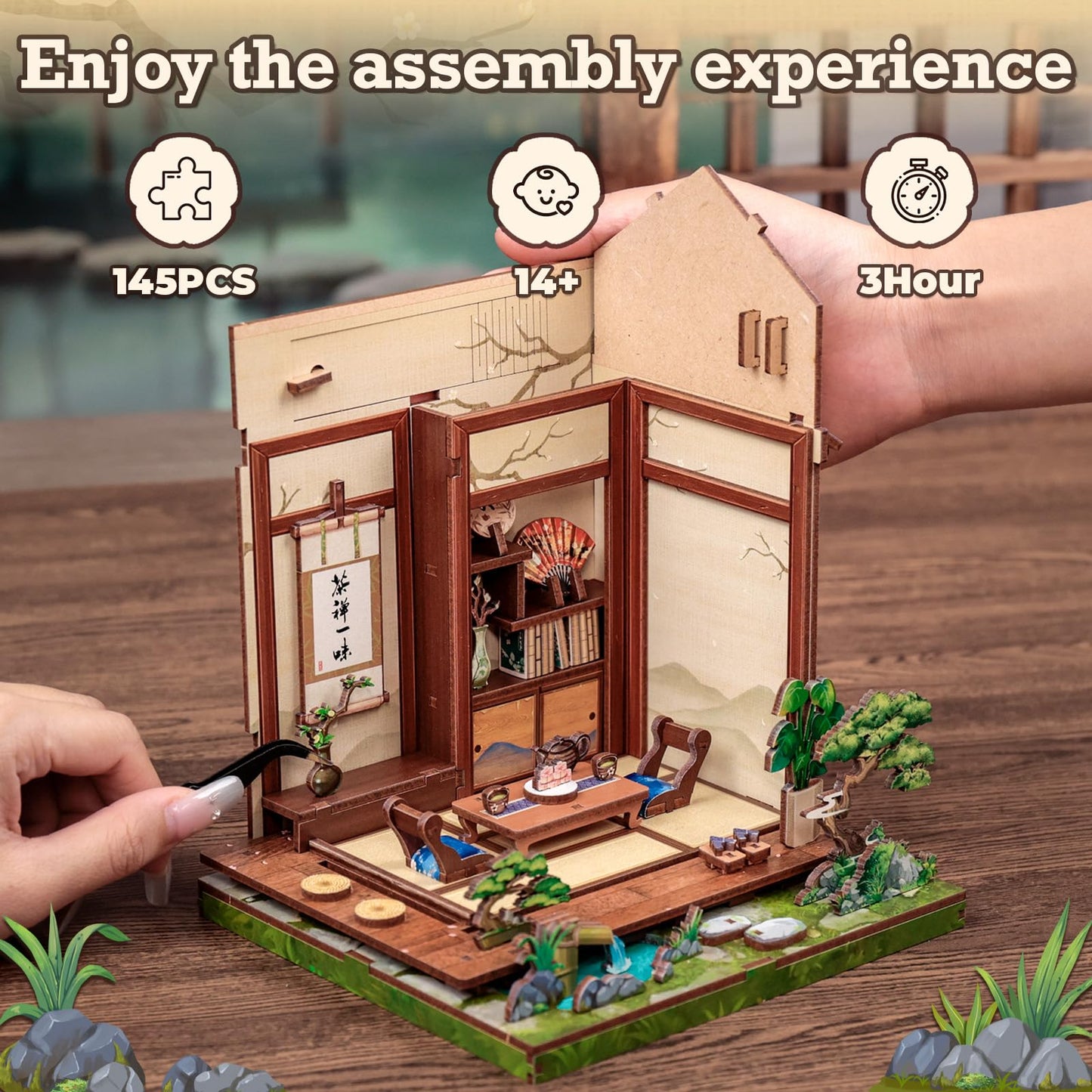Fsolis Book Nook Kit – Japanese Tea Room Miniature House for Adults & Teens