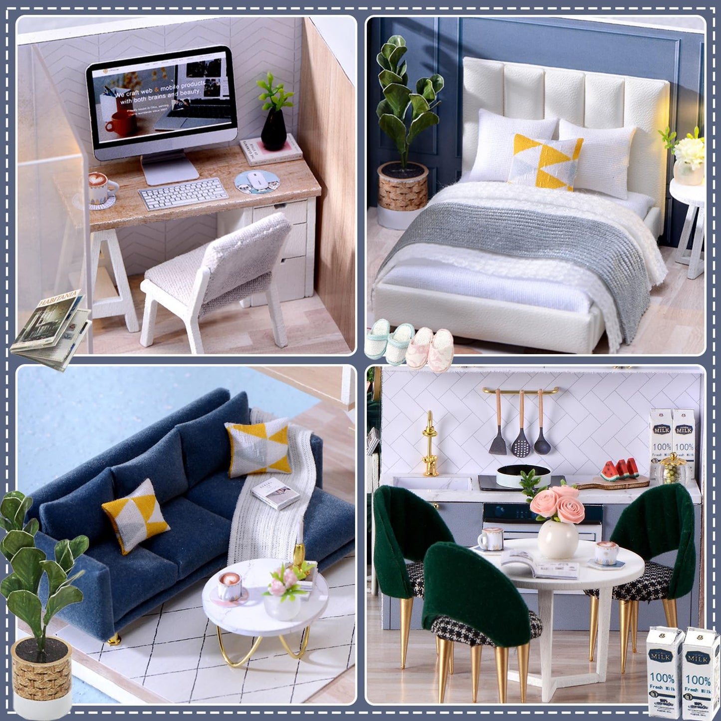 Fsolis Cozy Time DIY Miniature Dollhouse Kit – 1:24 Scale Modern Scene for Adults & Teens