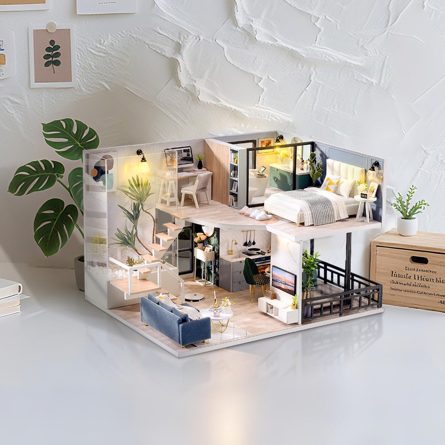 Fsolis Cozy Time DIY Miniature Dollhouse Kit – 1:24 Scale Modern Scene for Adults & Teens