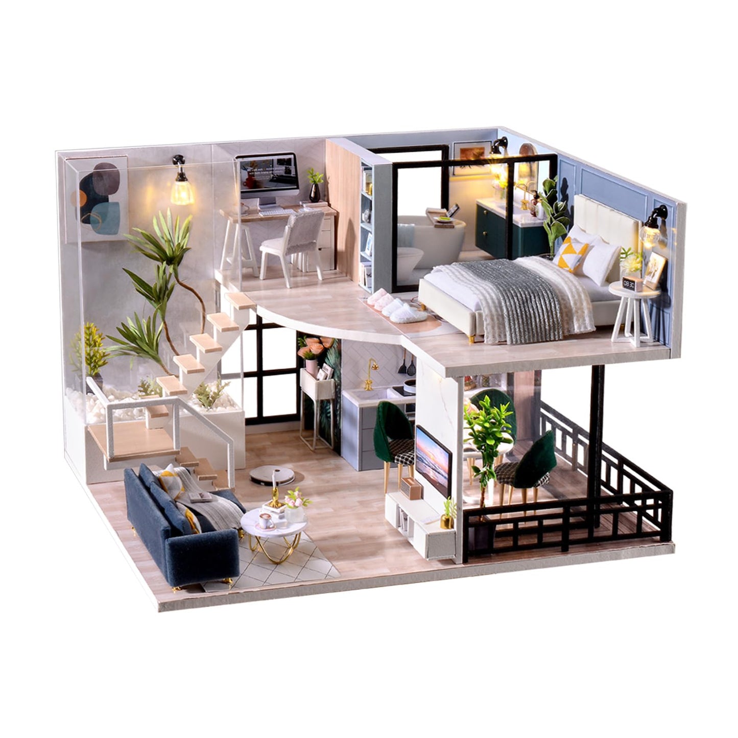 Fsolis Cozy Time DIY Miniature Dollhouse Kit – 1:24 Scale Modern Scene for Adults & Teens