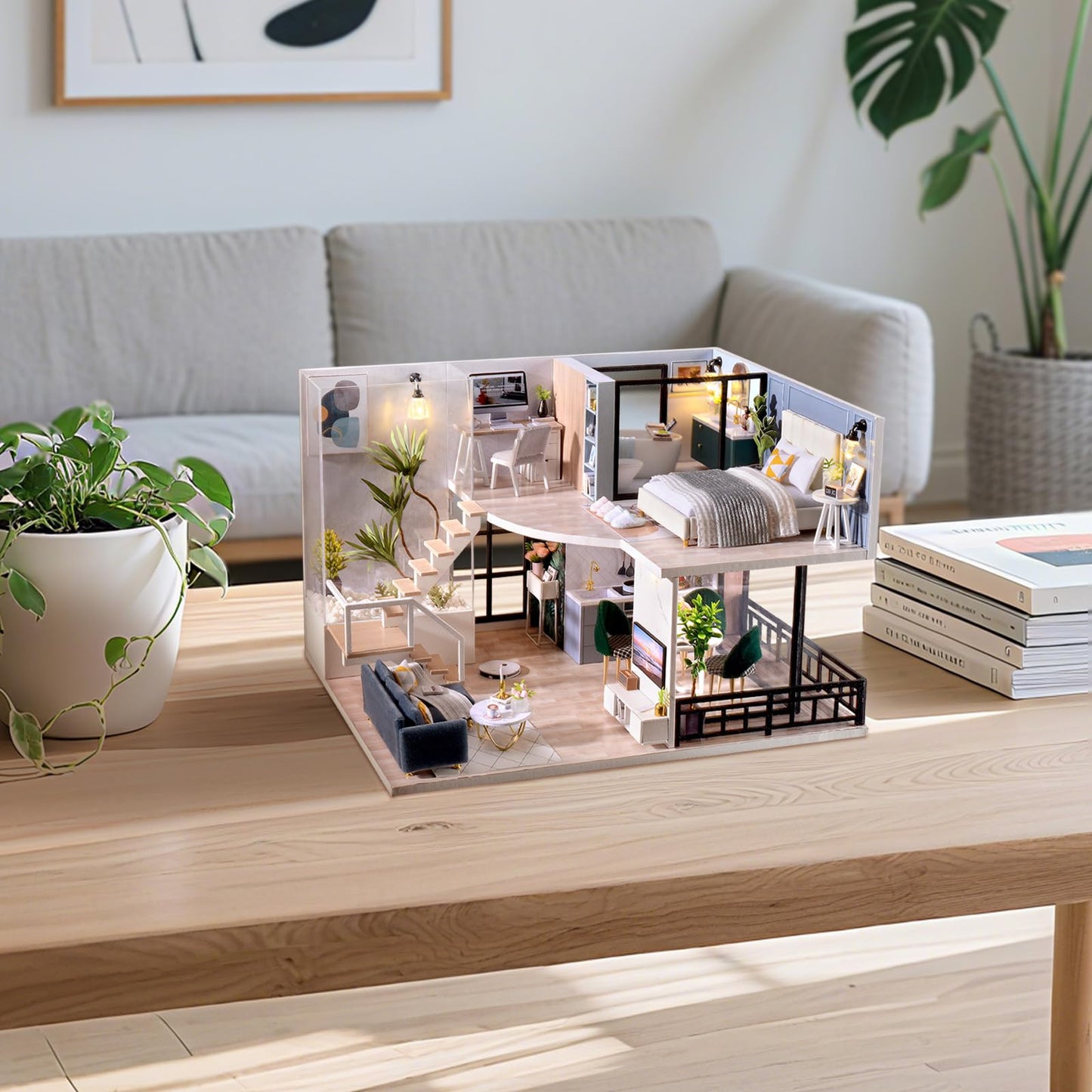 Fsolis Cozy Time DIY Miniature Dollhouse Kit – 1:24 Scale Modern Scene for Adults & Teens