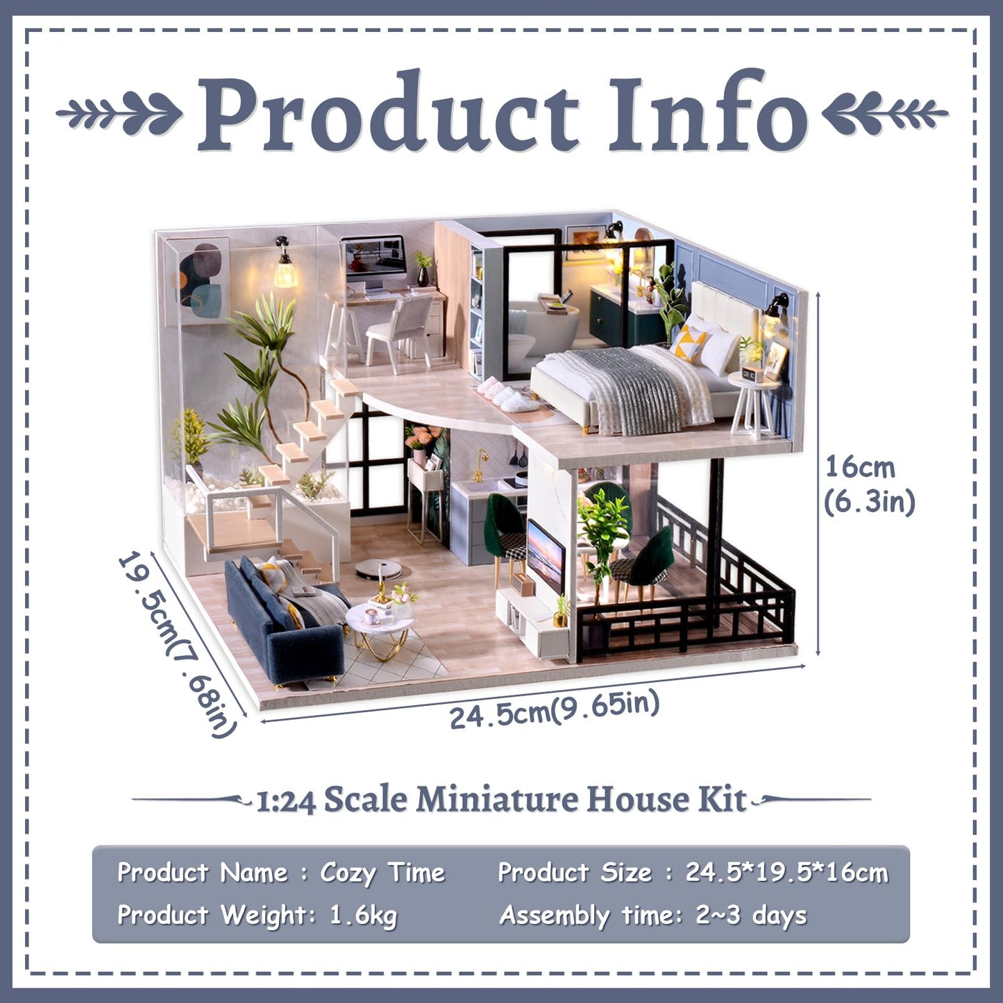 Fsolis Cozy Time DIY Miniature Dollhouse Kit – 1:24 Scale Modern Scene for Adults & Teens