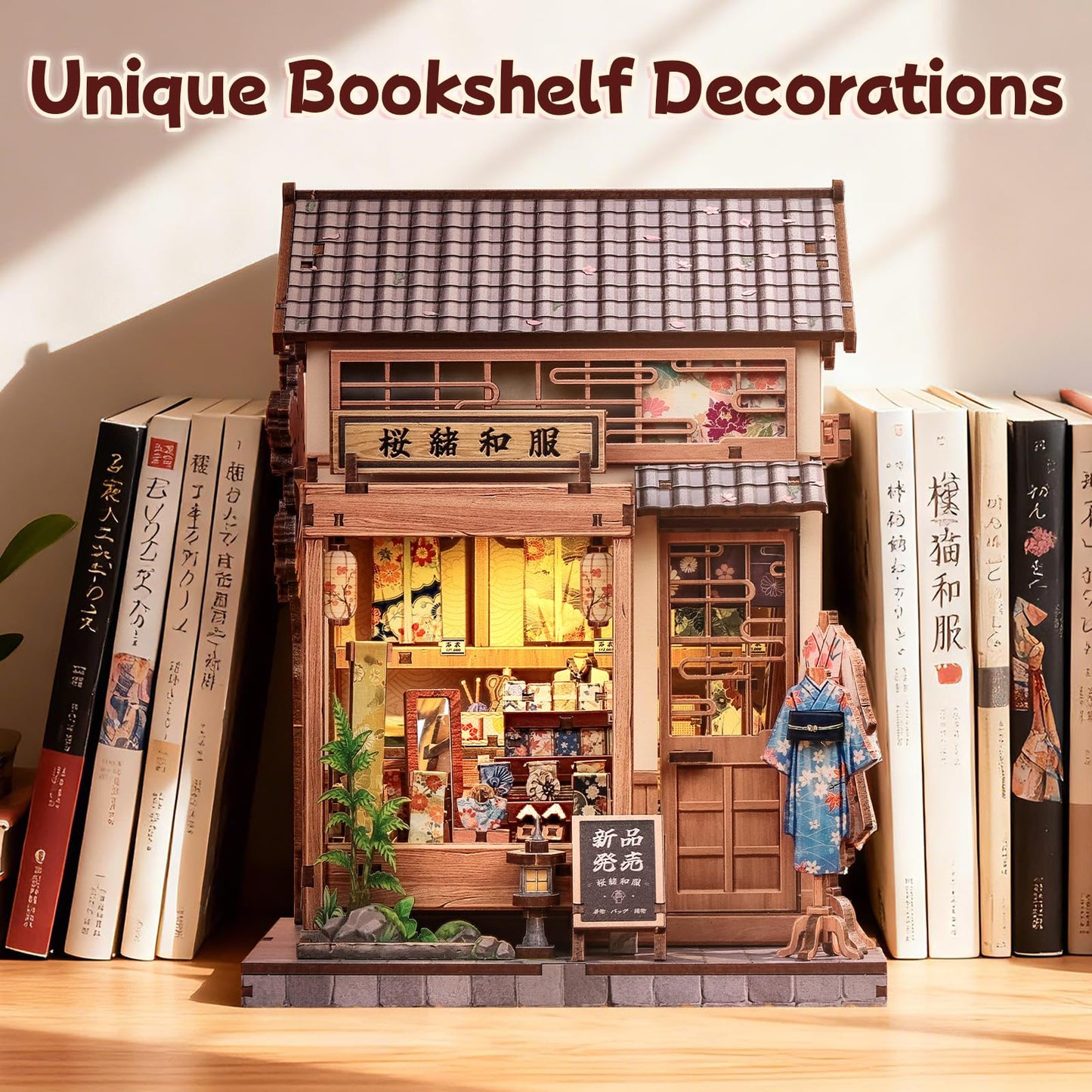 Fsolis Book Nook Kit Japanese – DIY Miniature House for Bookshelves