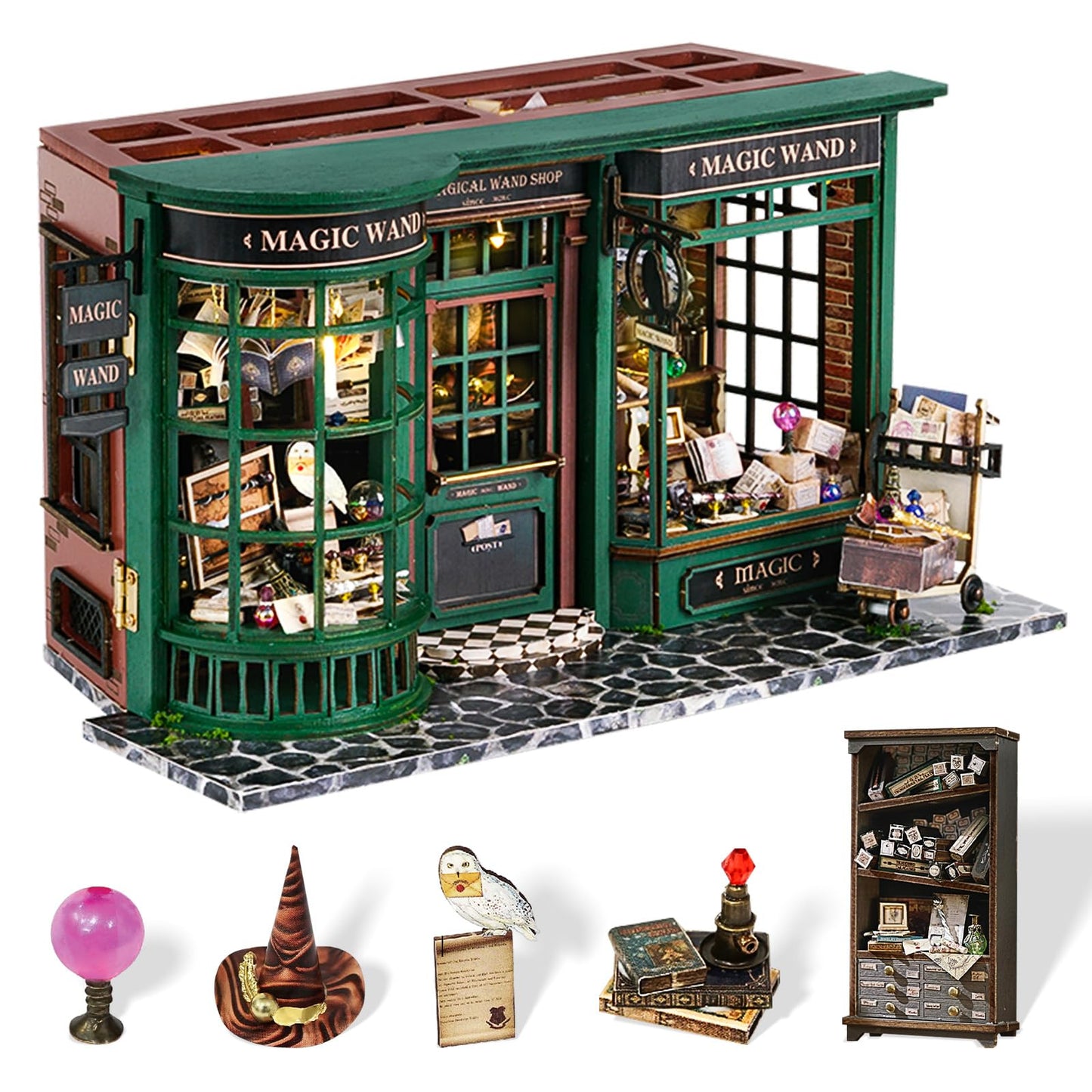 Fsolis DIY Miniature Dollhouse Kit – 1:24 Tiny House Scene (Magic Wand)