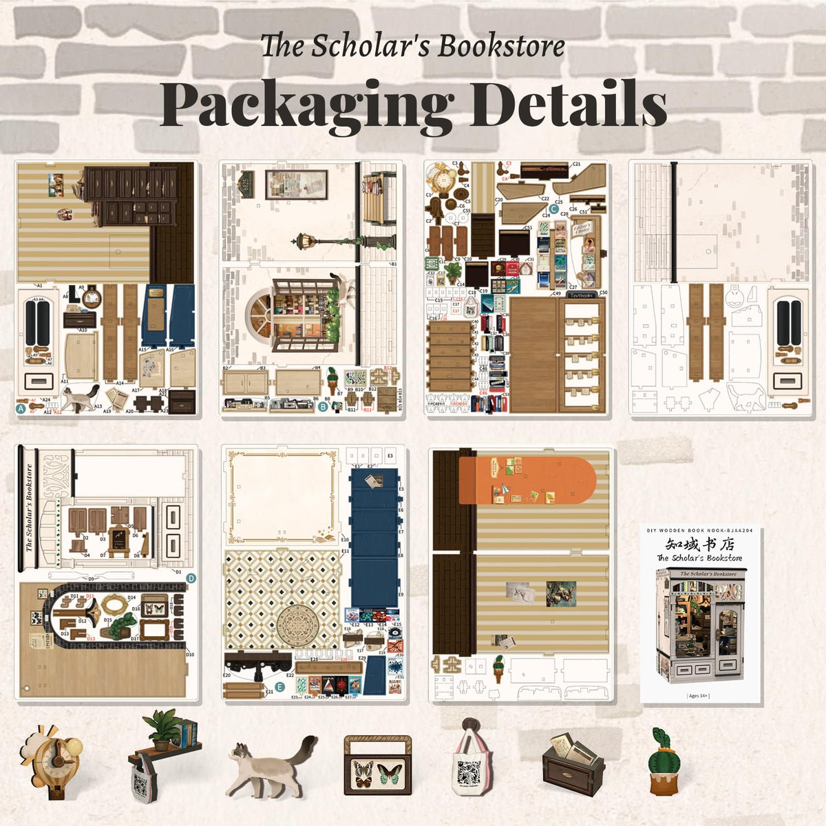 Fsolis Book Nook Kit – DIY 3D Wooden Puzzle Diorama for Bookshelves
