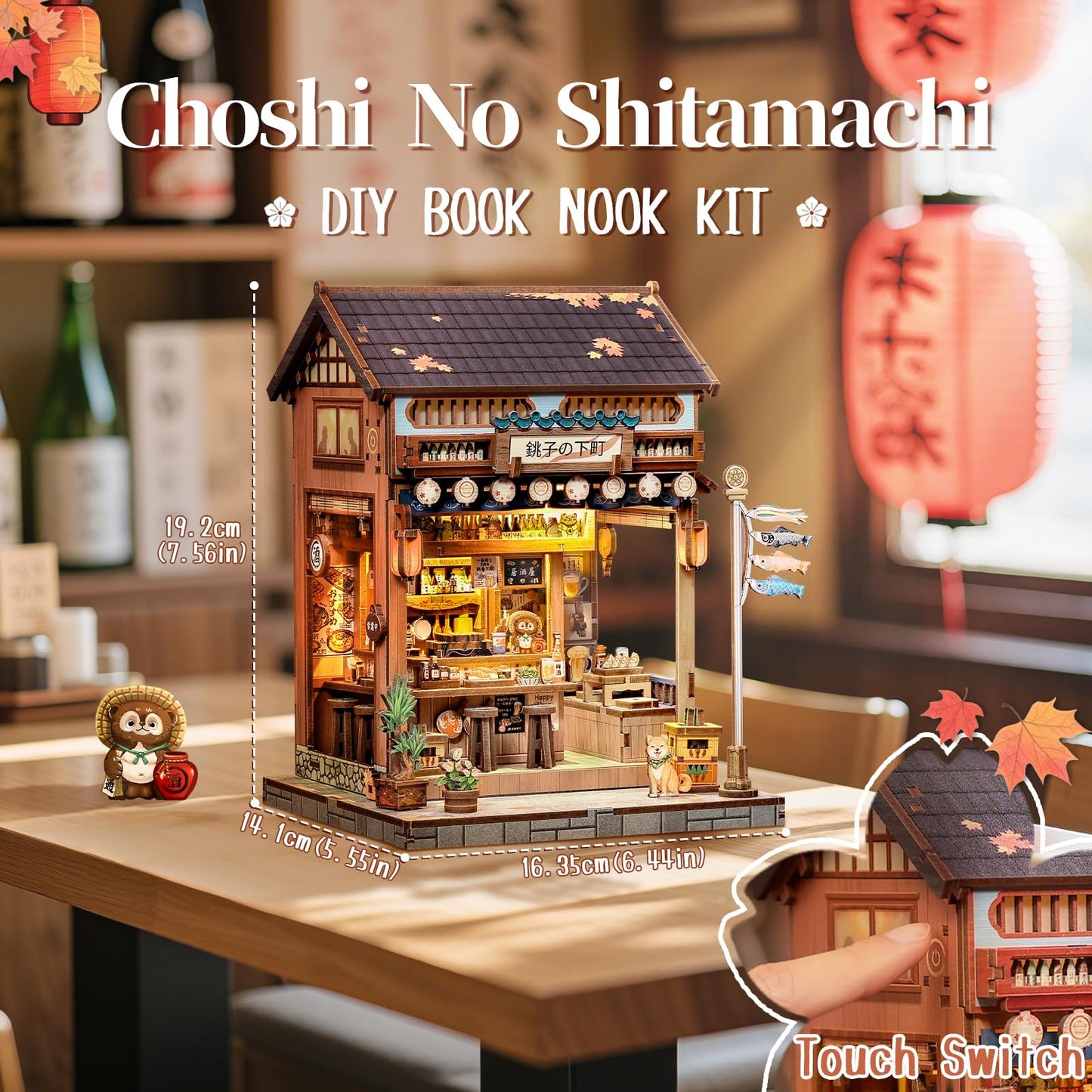 Fsolis Japanese Book Nook Kit – DIY Miniature Bookshelf Puzzle for Adults