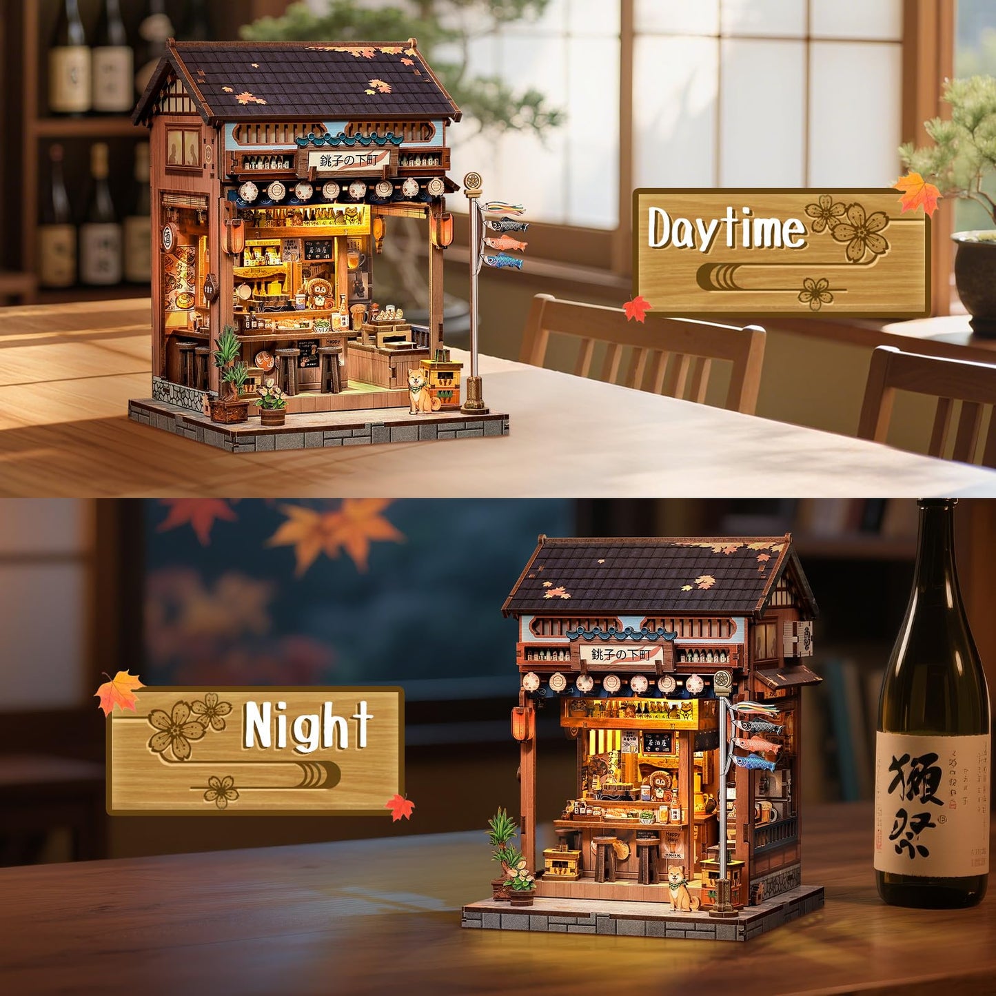 Fsolis Japanese Book Nook Kit – DIY Miniature Bookshelf Puzzle for Adults