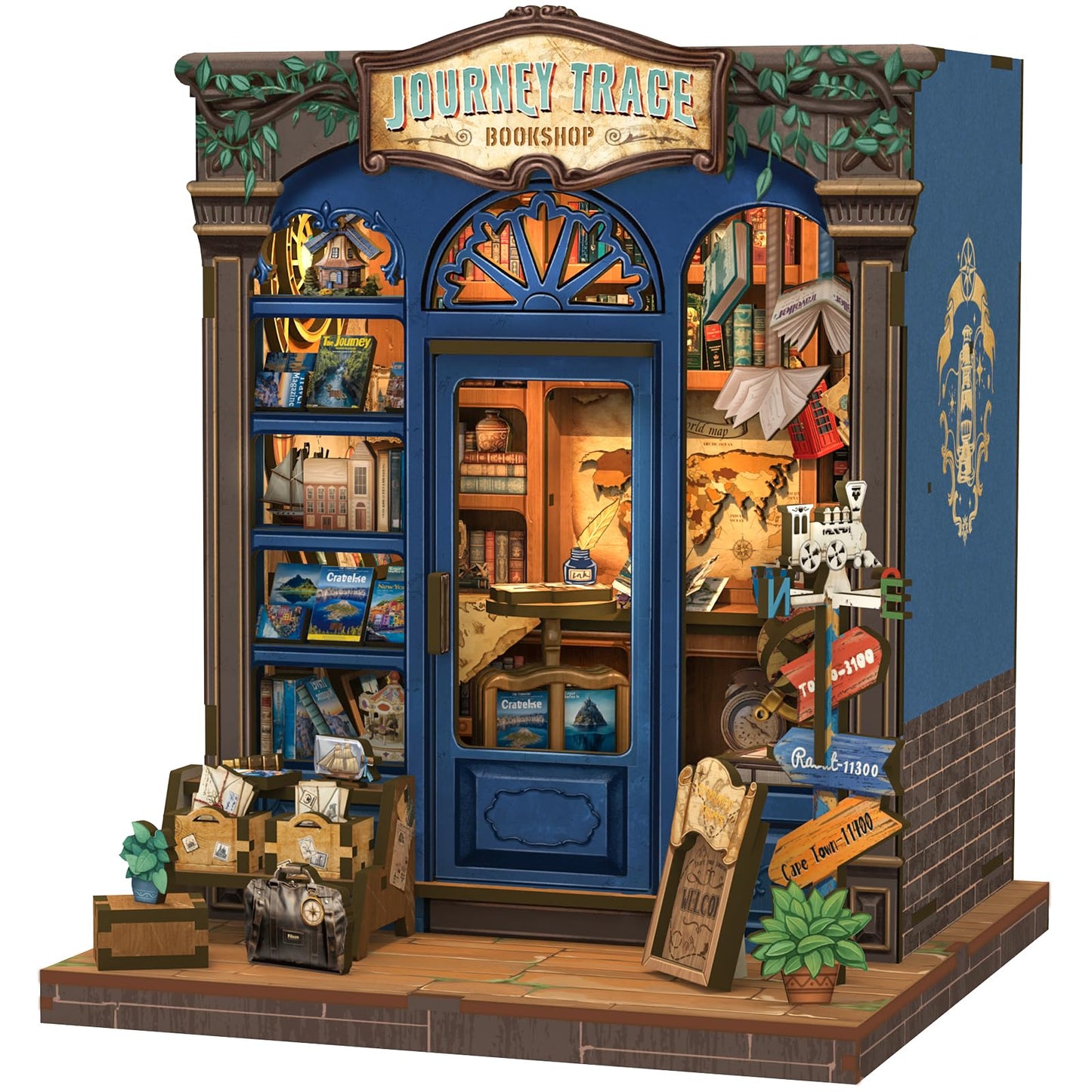 Fsolis Journey Trace Bookshop Kit – DIY Miniature Book Nook for Adults & Beginners
