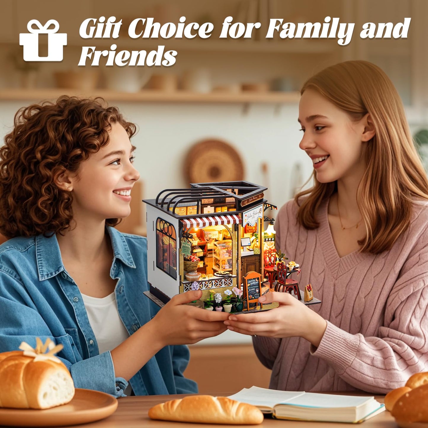 Fsolis DIY Miniature House Kit – 3D Wood Puzzles for Adults | Julia Bakery Diorama