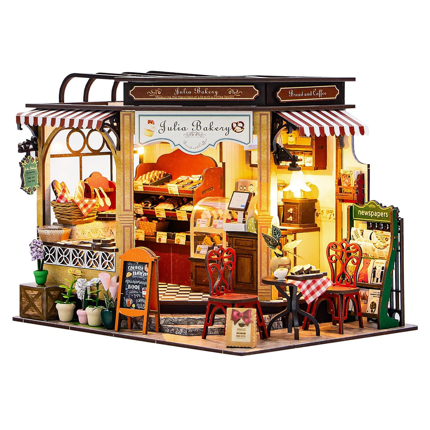 Fsolis DIY Miniature House Kit – 3D Wood Puzzles for Adults | Julia Bakery Diorama