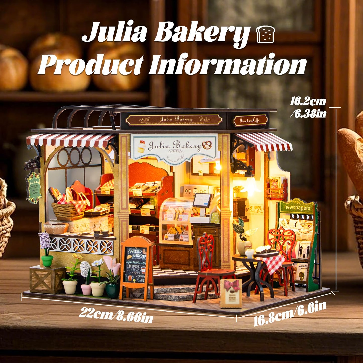 Fsolis DIY Miniature House Kit – 3D Wood Puzzles for Adults | Julia Bakery Diorama