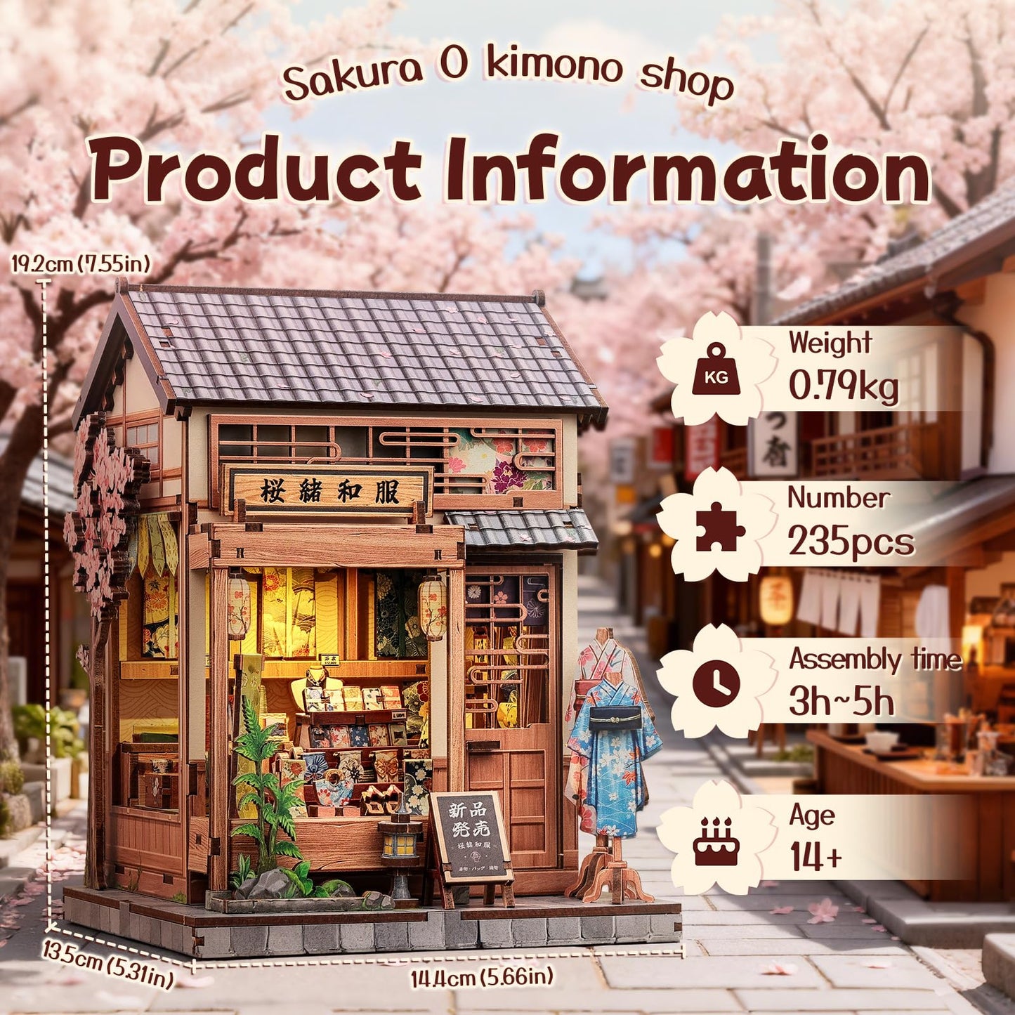 Fsolis Book Nook Kit Japanese – DIY Miniature House for Bookshelves