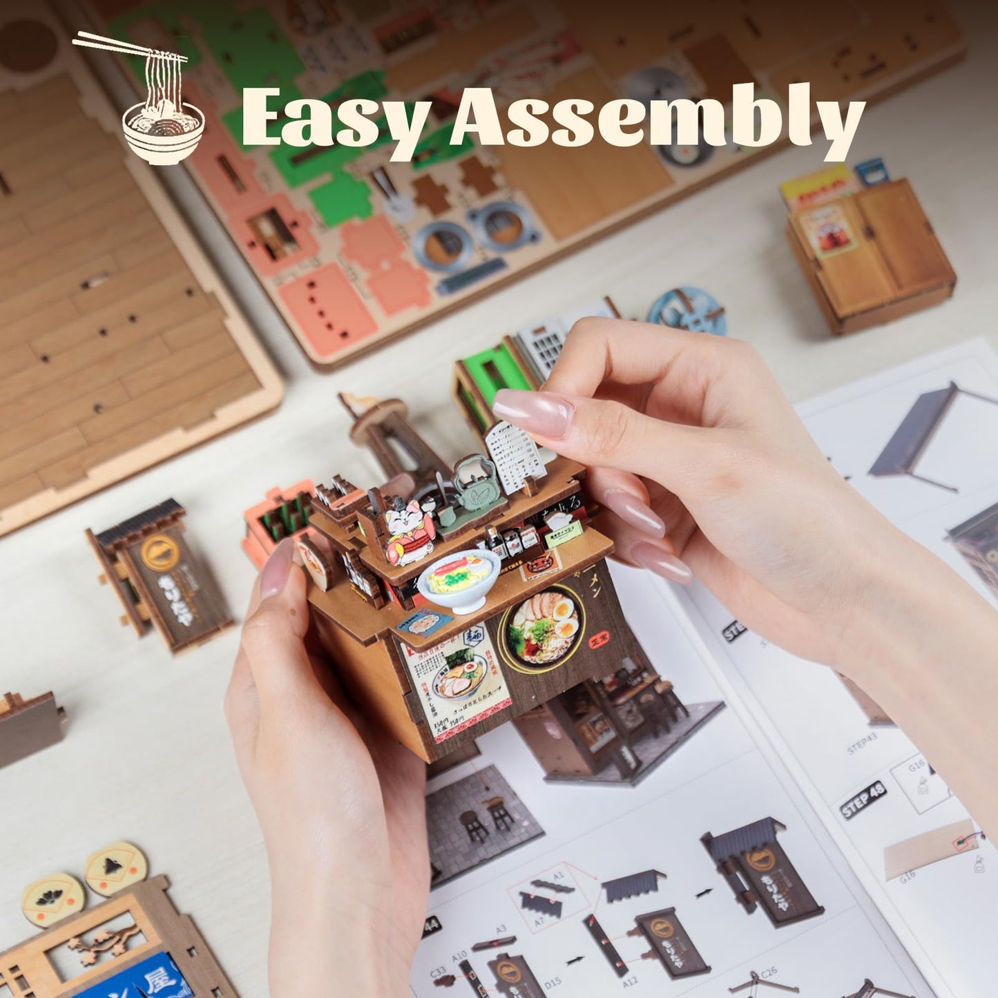 Fsolis Morita-Ya Ramen Book Nook Kit – DIY Miniature Noodle Shop for Bookshelf Decor