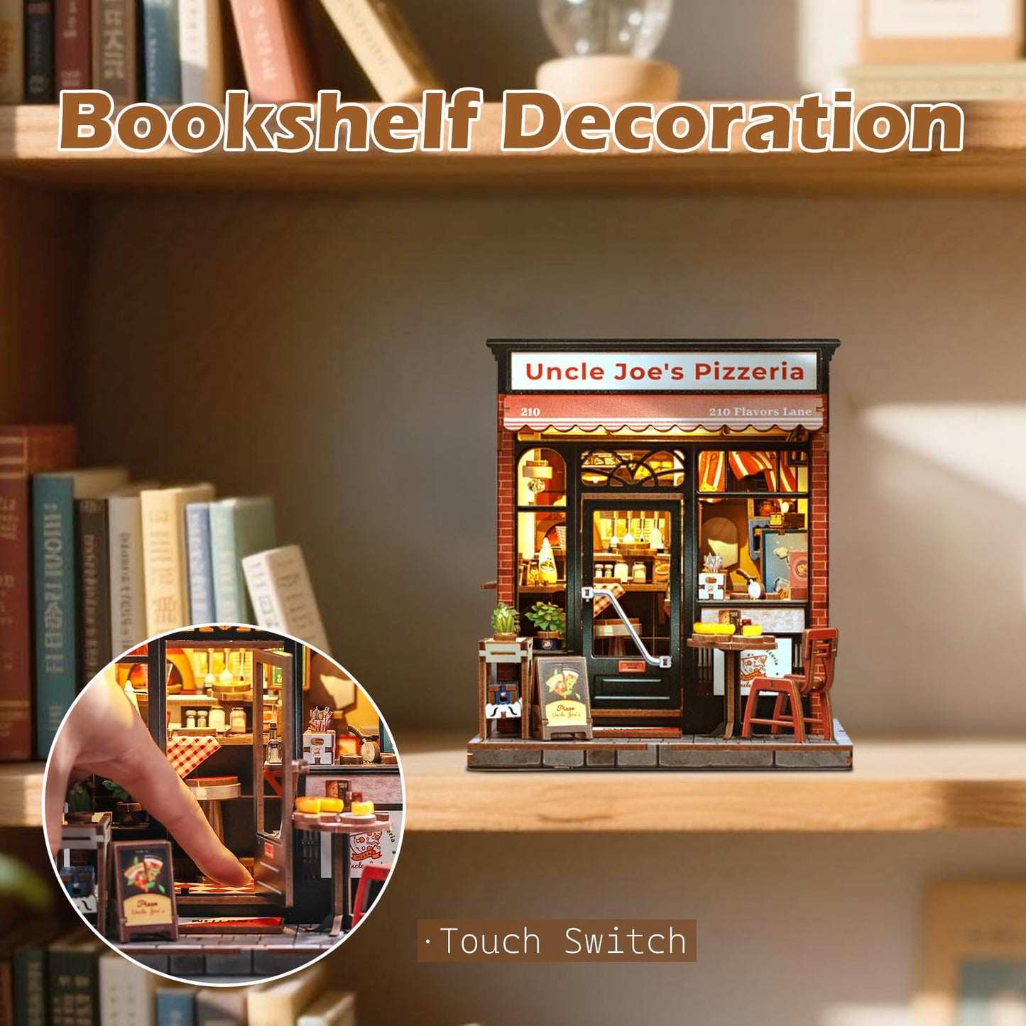 Fsolis Book Nook Kit – 3D Wood Puzzle for Adults, DIY Miniature Bookshelf Scene