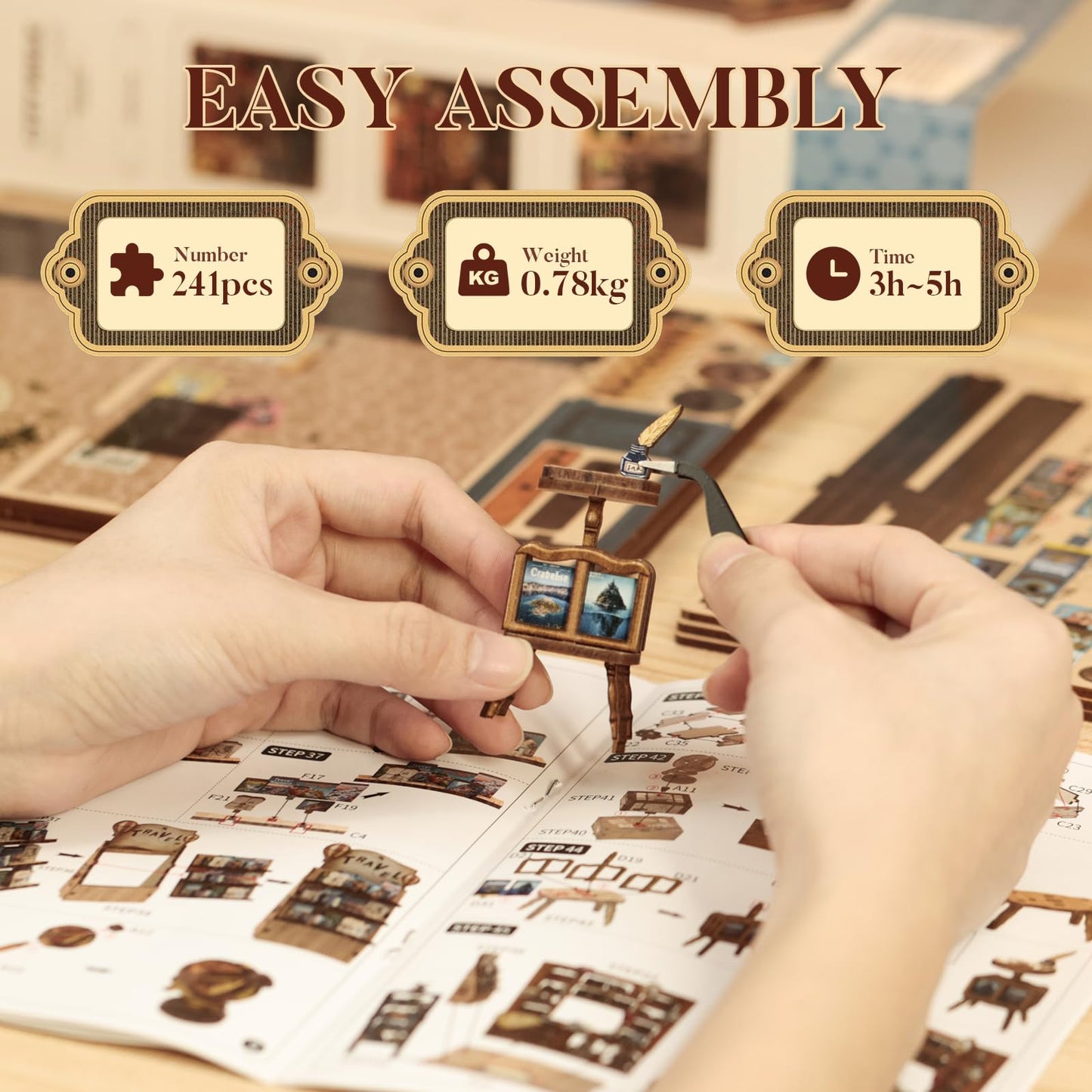 Fsolis Journey Trace Bookshop Kit – DIY Miniature Book Nook for Adults & Beginners