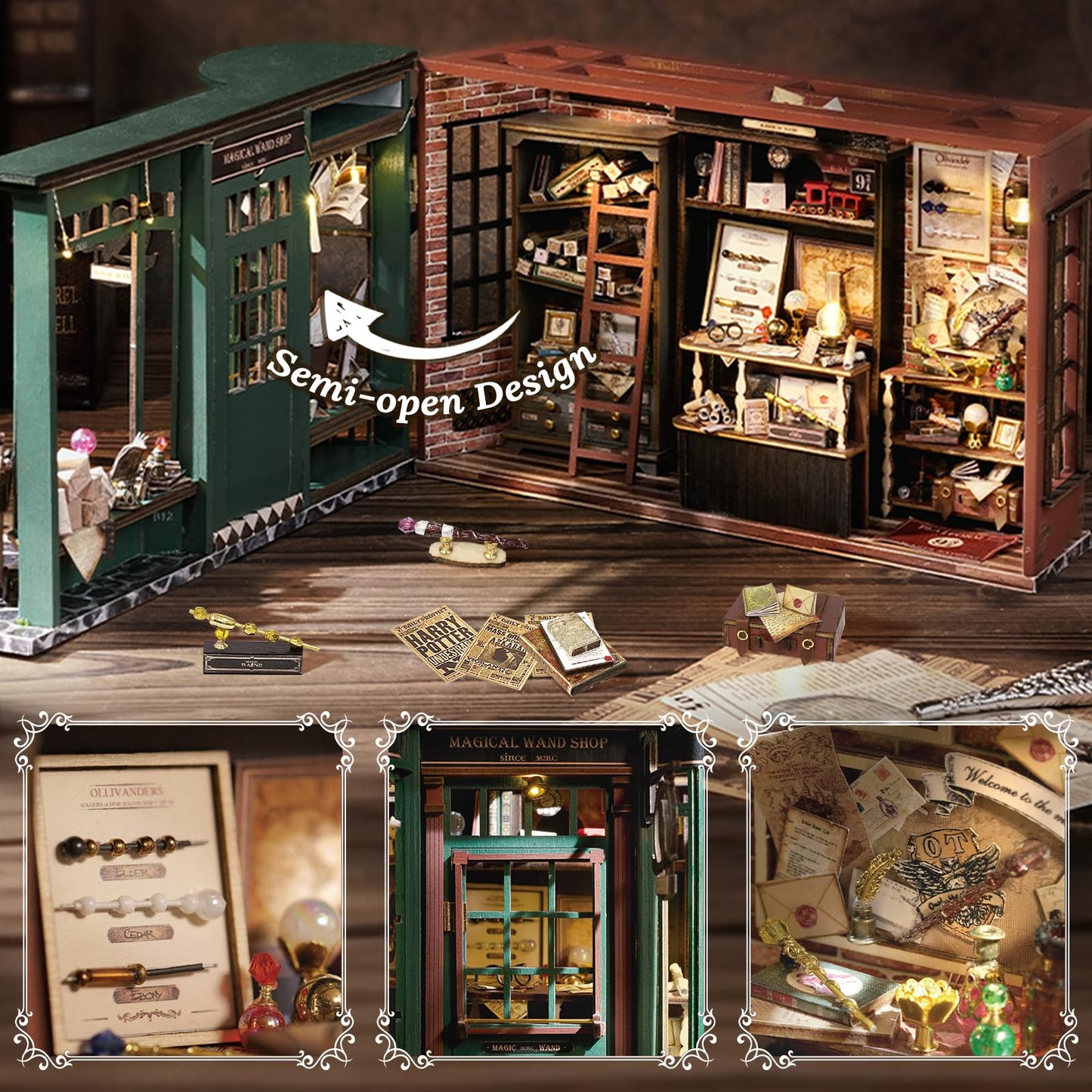 Fsolis DIY Miniature Dollhouse Kit – 1:24 Tiny House Scene (Magic Wand)