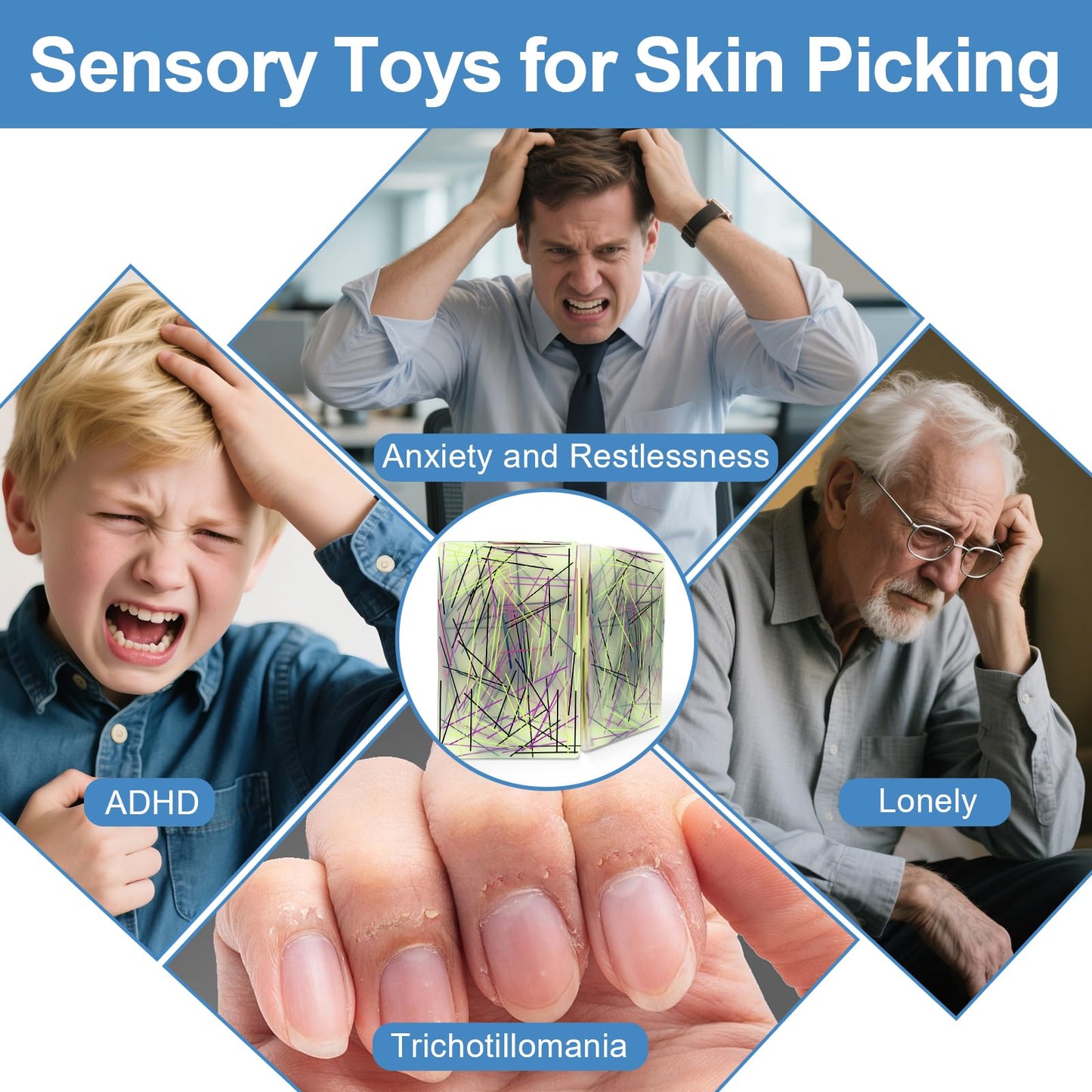 FSOYXP Picky Pad – Sensory Fidget Pad for Skin-Picking & Stress Relief (Tweezers)