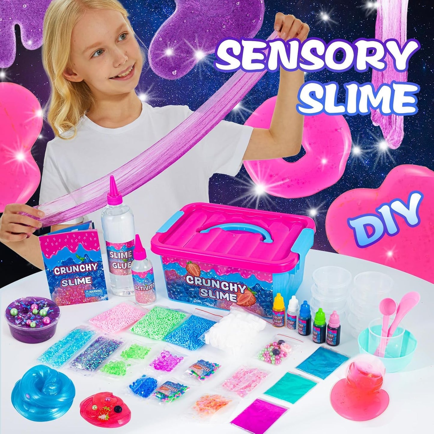 fsutvitg Unicorn Fruit Garden Crunchy Slime Kit – Sparkling Slime, Ice Screen Cake Slime