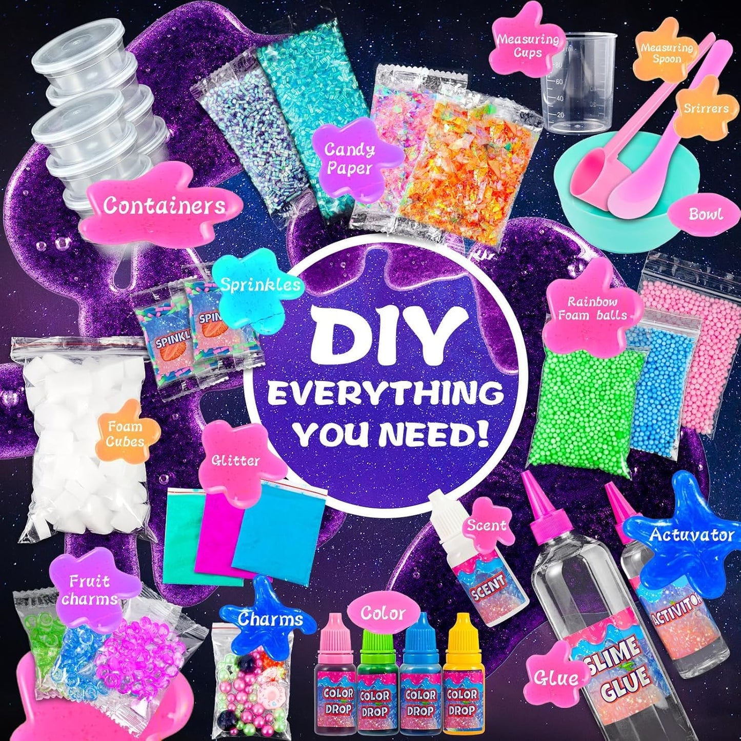 fsutvitg Unicorn Fruit Garden Crunchy Slime Kit – Sparkling Slime, Ice Screen Cake Slime