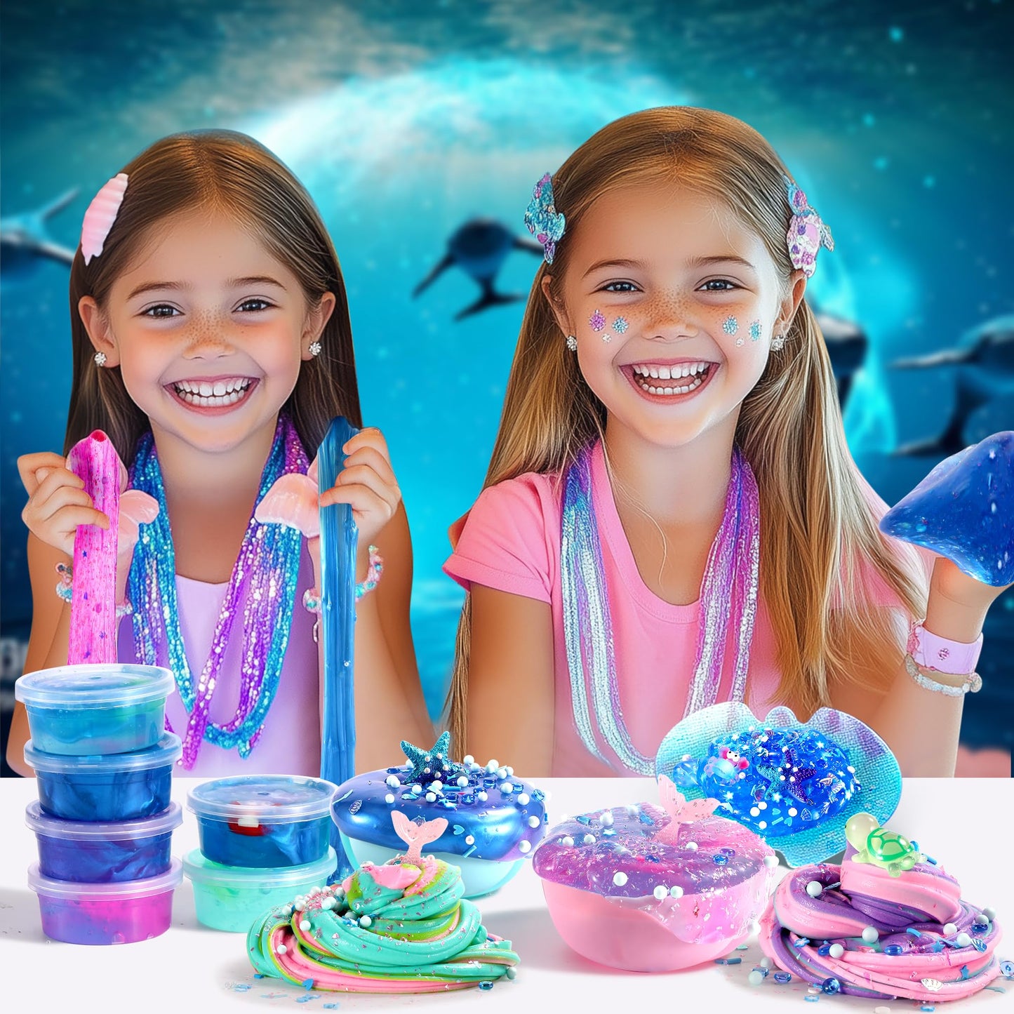 fsutvitg Large Ocean Slime Kit – Non-Sticky, Ultra-Soft Slime for Kids 4–12