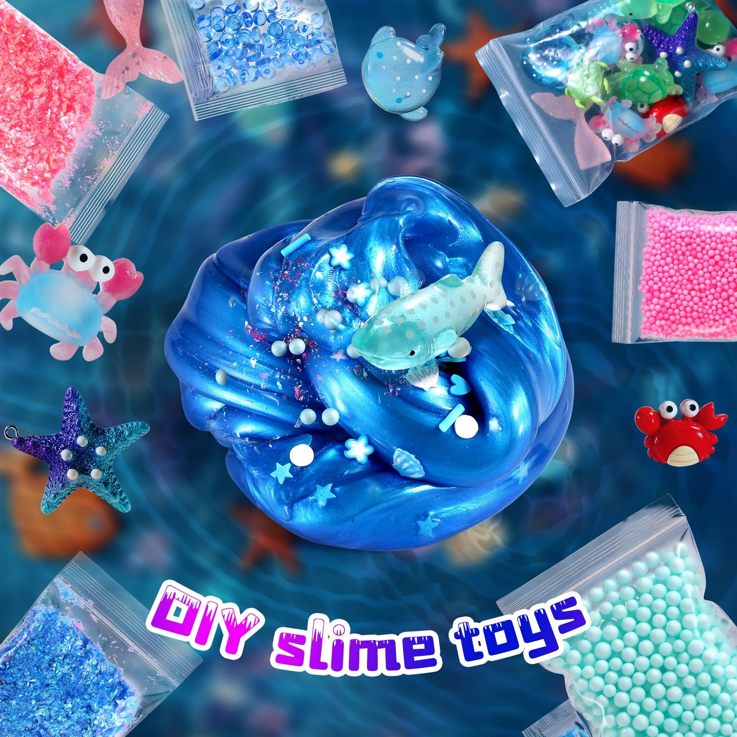fsutvitg Large Ocean Slime Kit – Non-Sticky, Ultra-Soft Slime for Kids 4–12