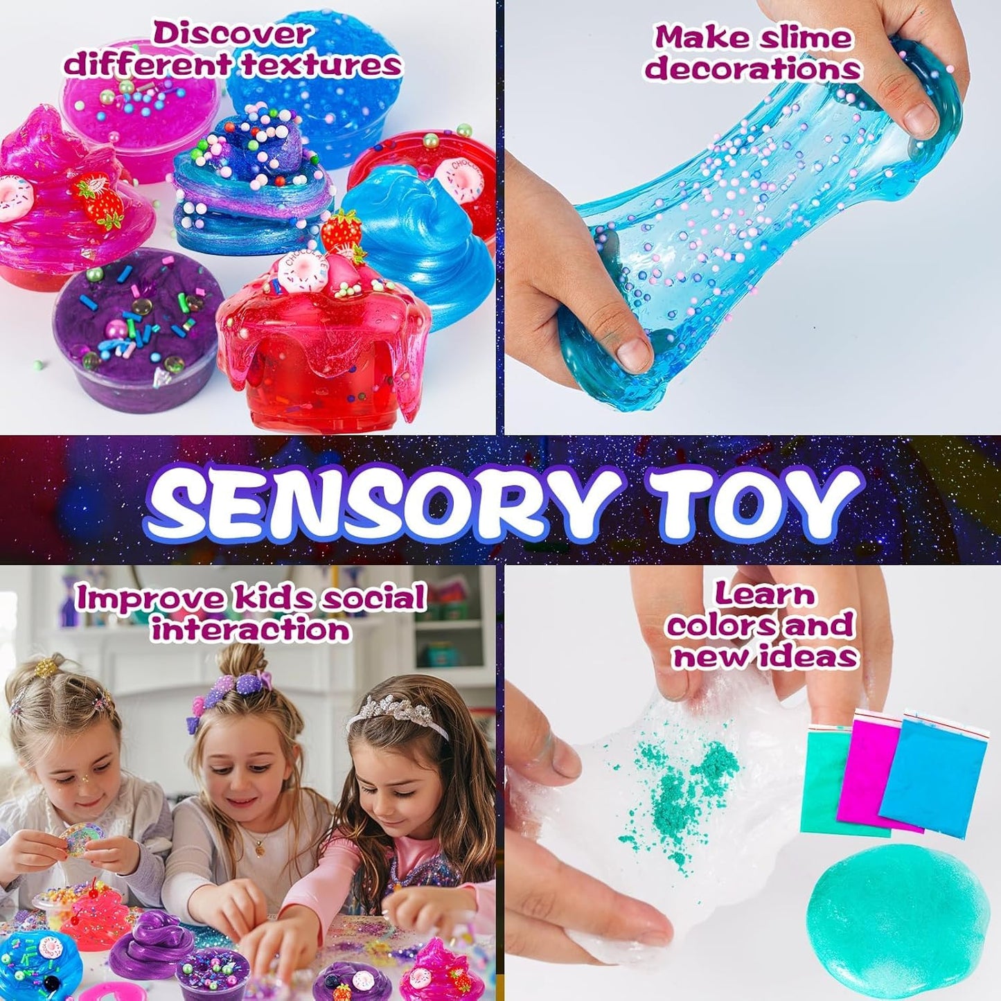 fsutvitg Unicorn Fruit Garden Crunchy Slime Kit – Sparkling Slime, Ice Screen Cake Slime