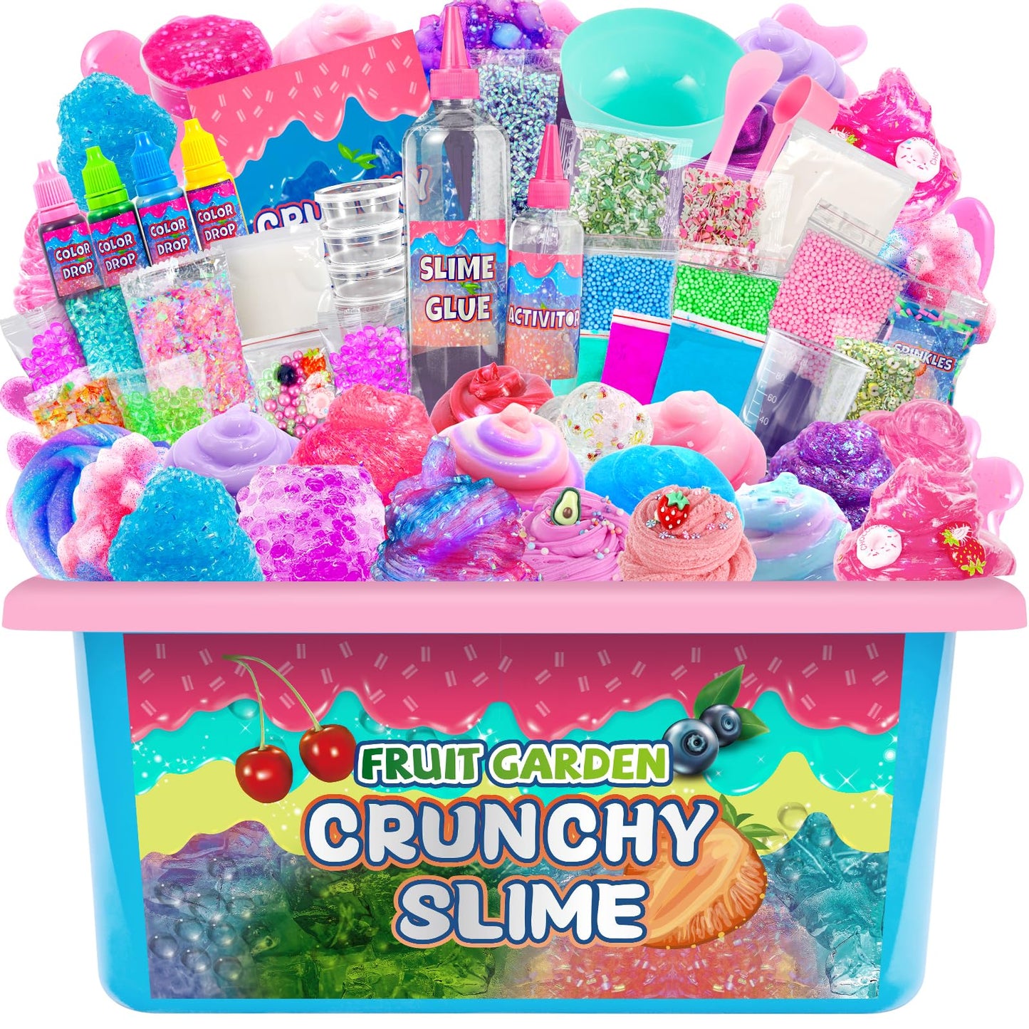 fsutvitg Unicorn Fruit Garden Crunchy Slime Kit – Sparkling Slime, Ice Screen Cake Slime