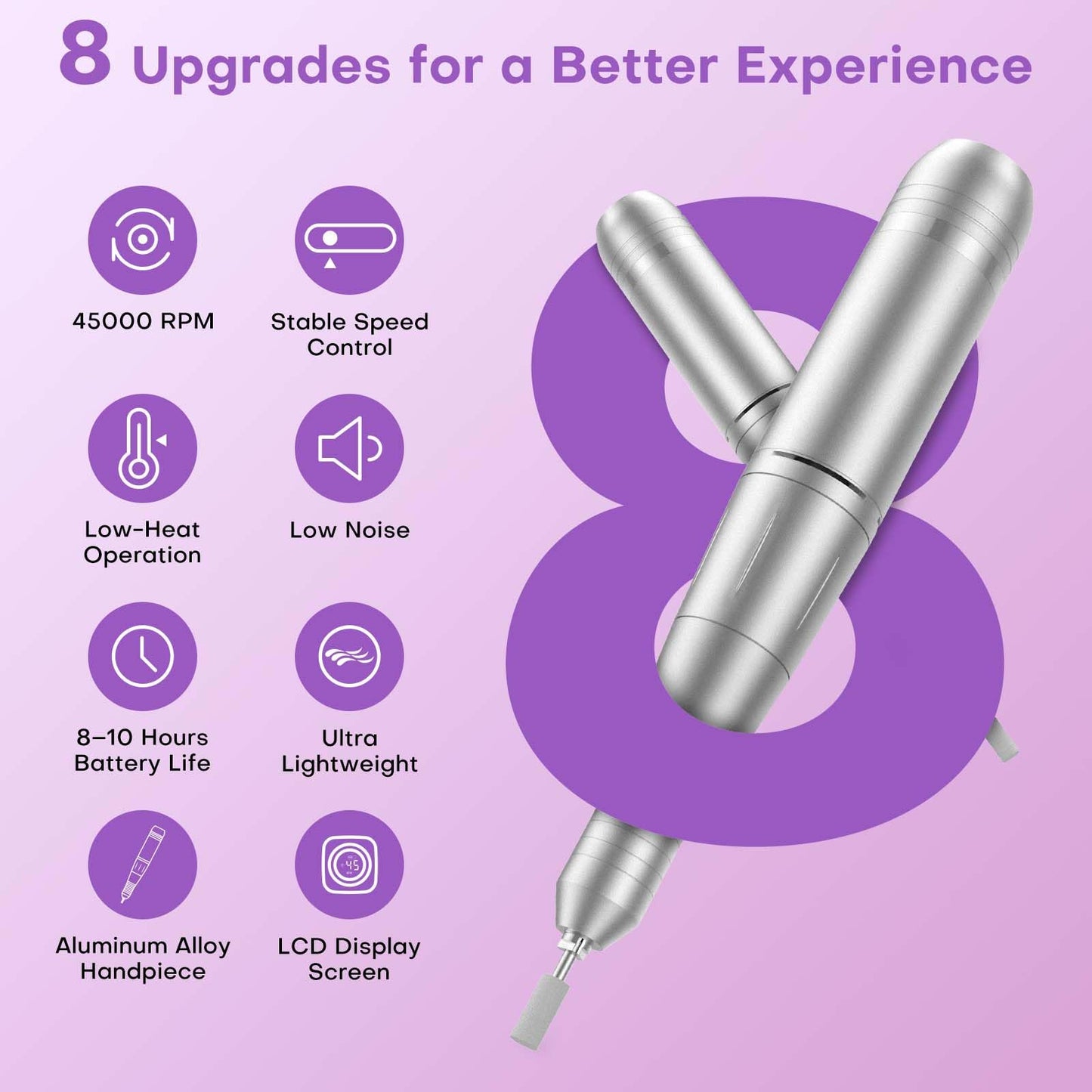 FTOYIN Electric Nail Drill Pro — Rechargeable Nail File for Acrylic & Gel